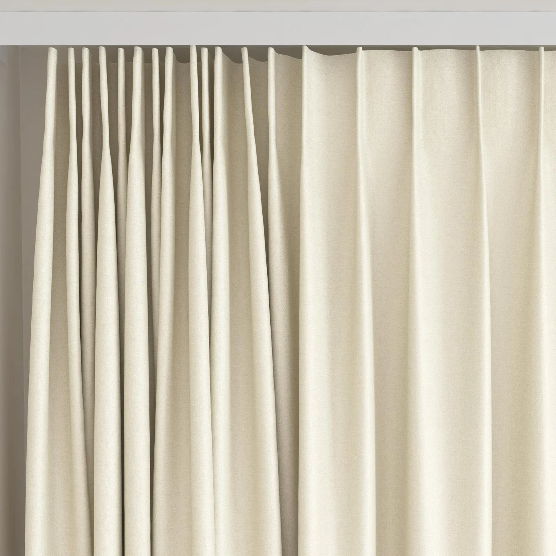 Top view of Excel Linen, on curtain rail