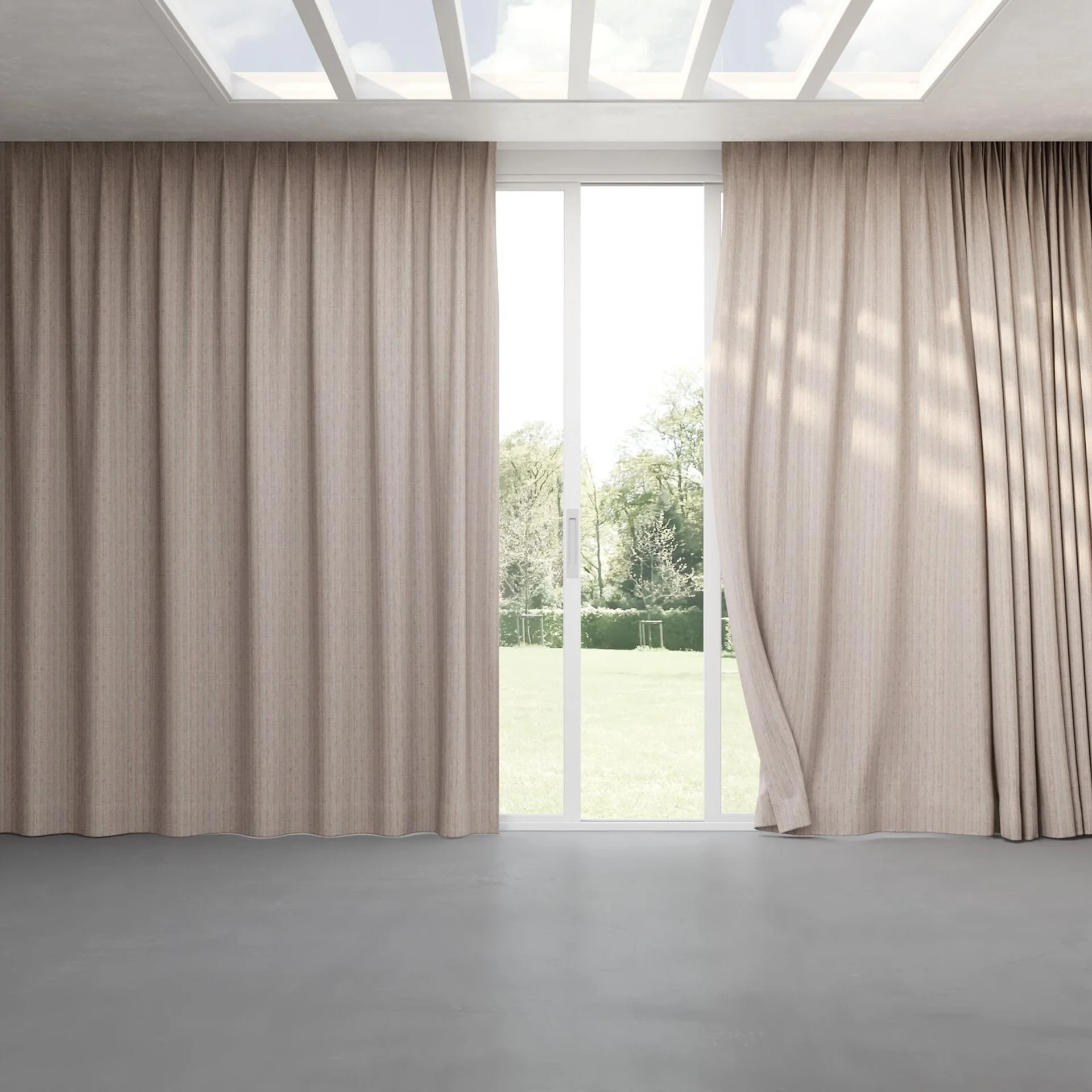 Full view of Iconic Dune, pinch pleat