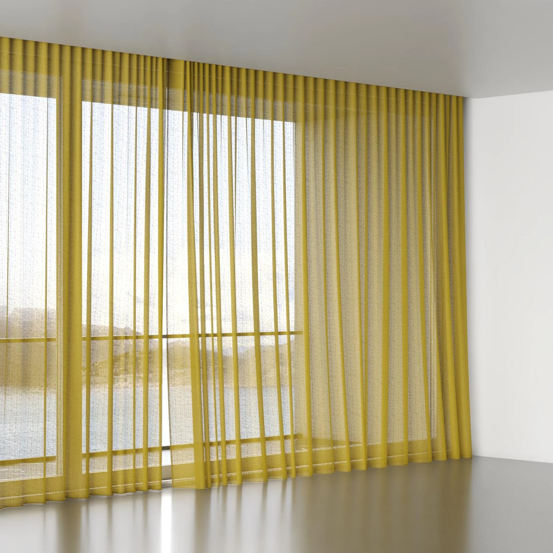 Full view of Kanso Stonewash Chartreuse, wave pleat