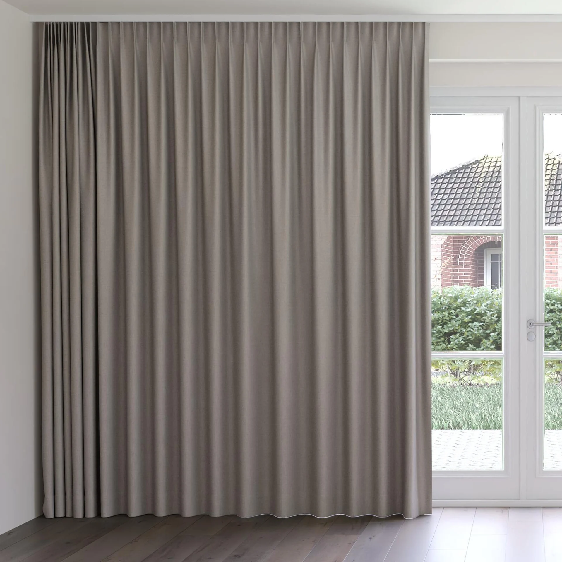 Front view of Stonewall Blackout Shark, on curtain rail