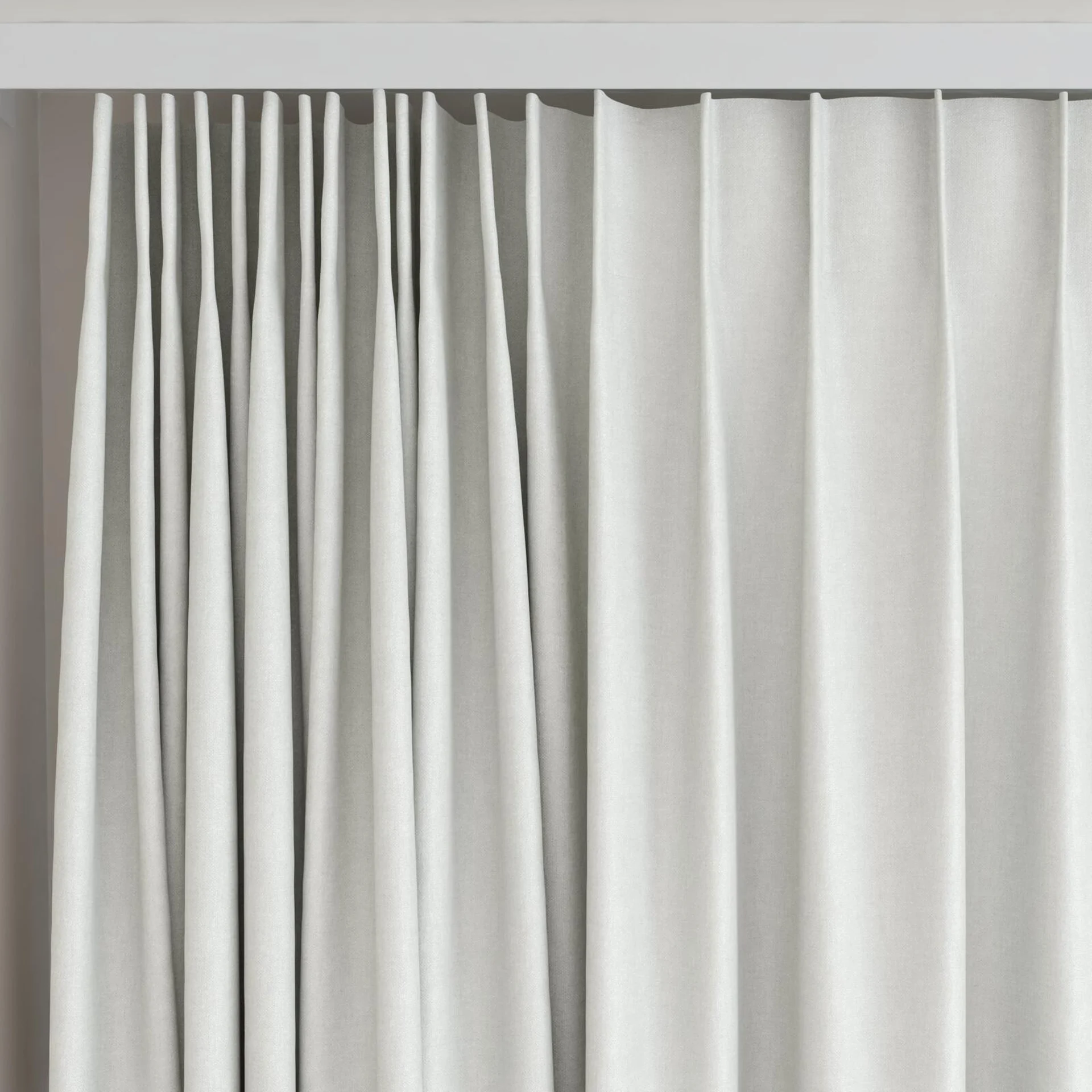 Top view of Brugge Feather, on curtain rail