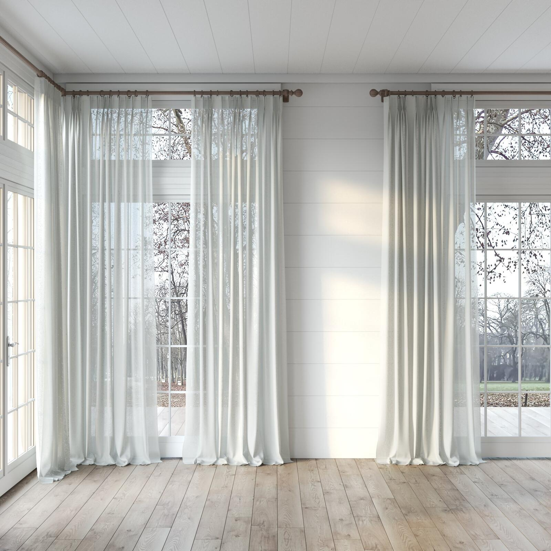 Full view of Wategos Willow, puddled, on curtain rod