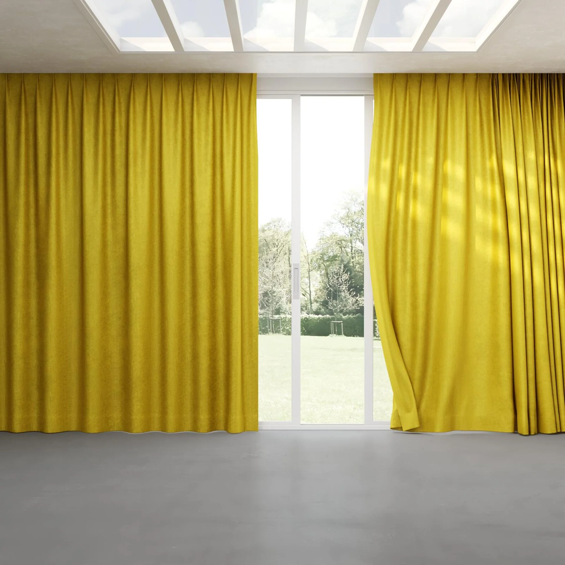 Full view of Hug Gold, pinch pleat