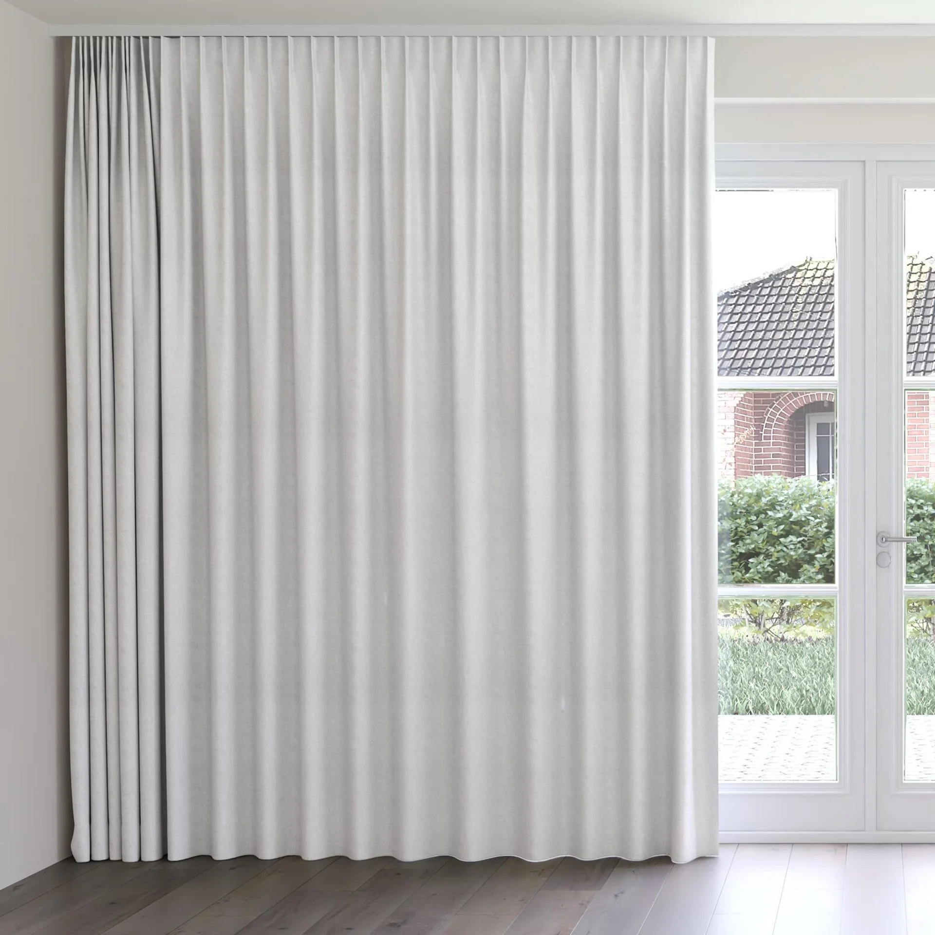 Front view of Liberate Fog, on curtain rail