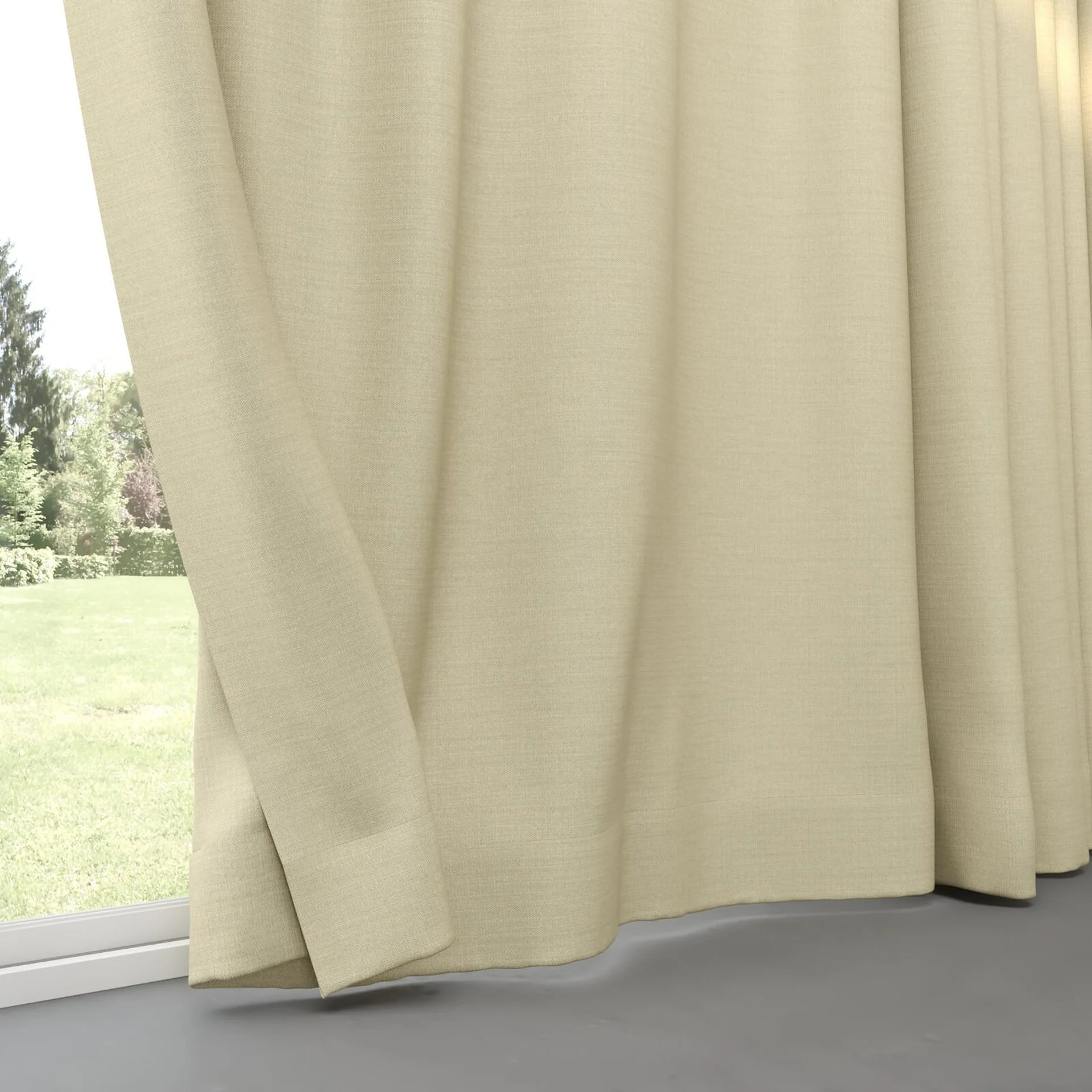 Bottom view of Linex Marzipan, pinch pleat