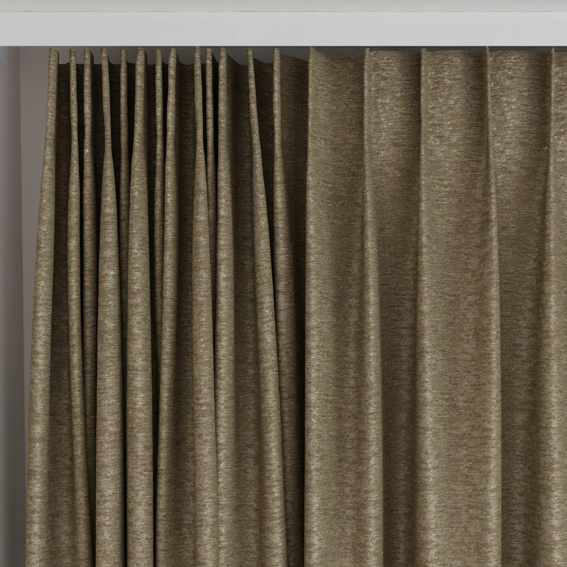 Top view of Lambada Toffee, on curtain rail