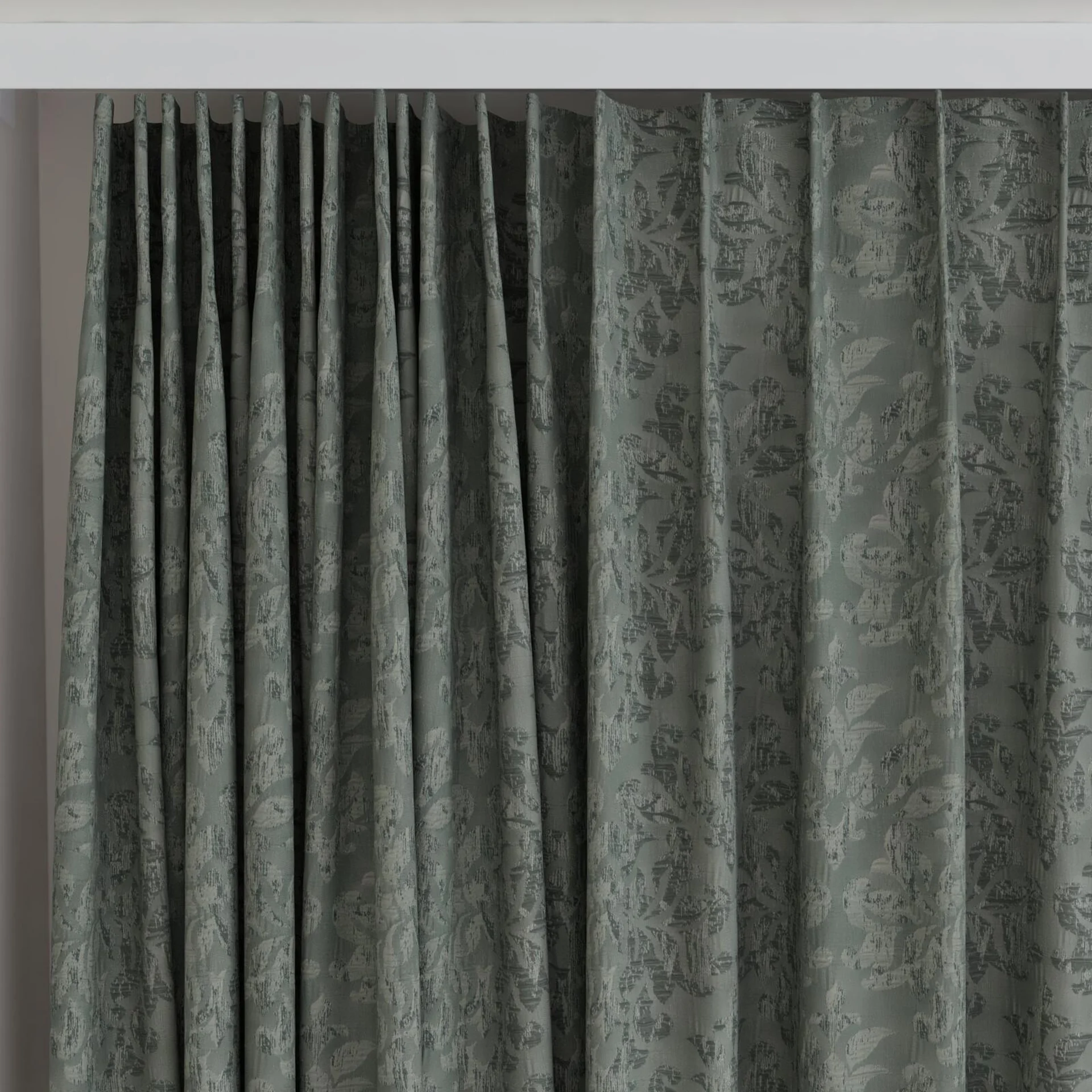 Top view of Objet Charcoal, on curtain rail
