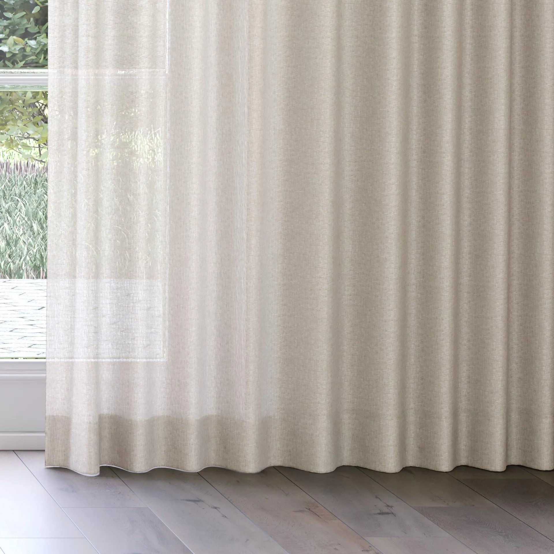Bottom view of Elegance Dune, on curtain rail
