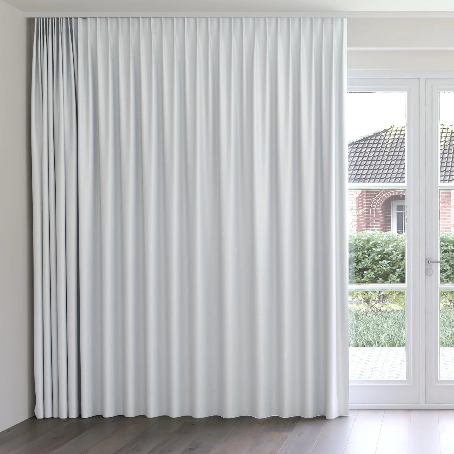 Front view of Re-Vive Aluminium, on curtain rail