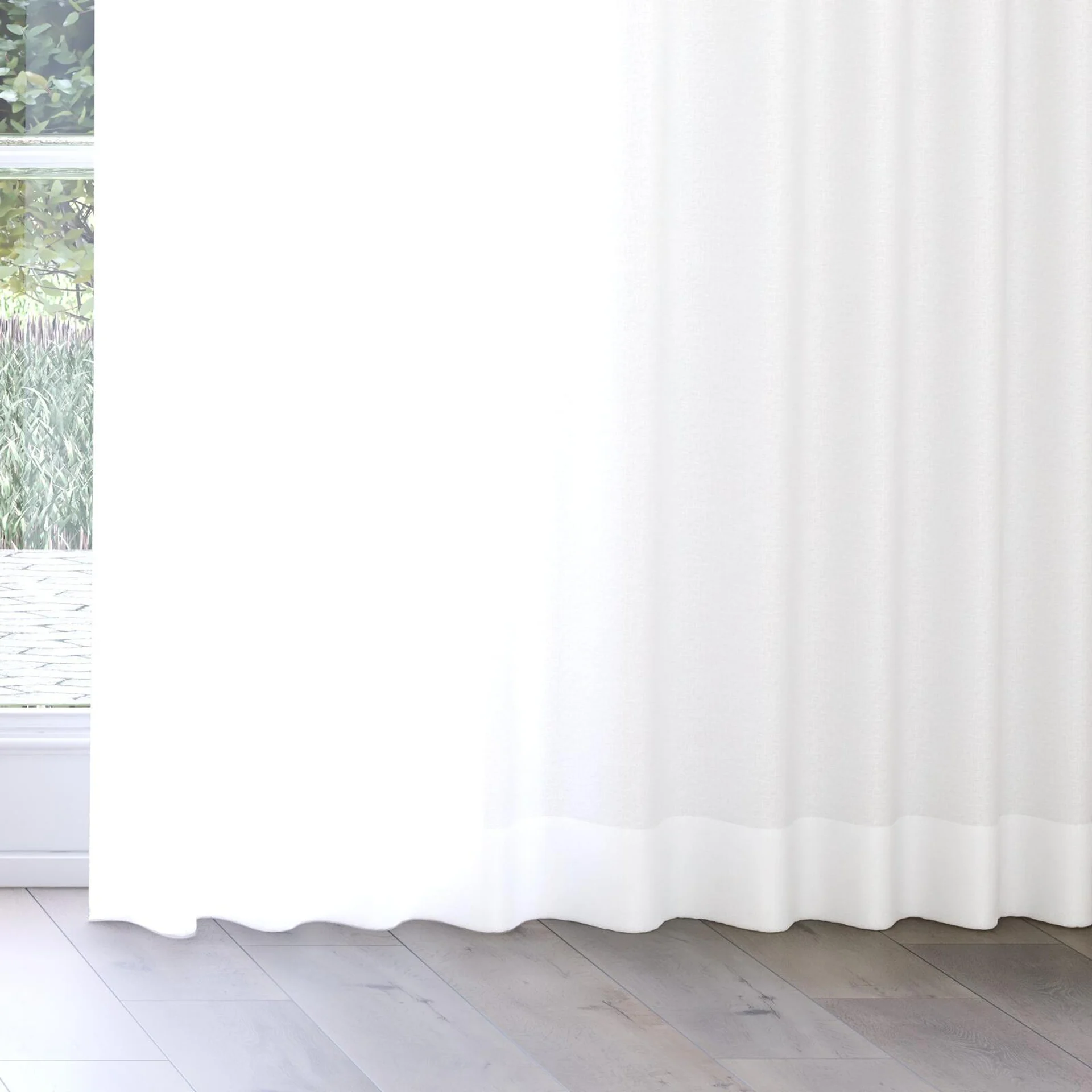 Bottom view of Sunlight Swan, on curtain rail