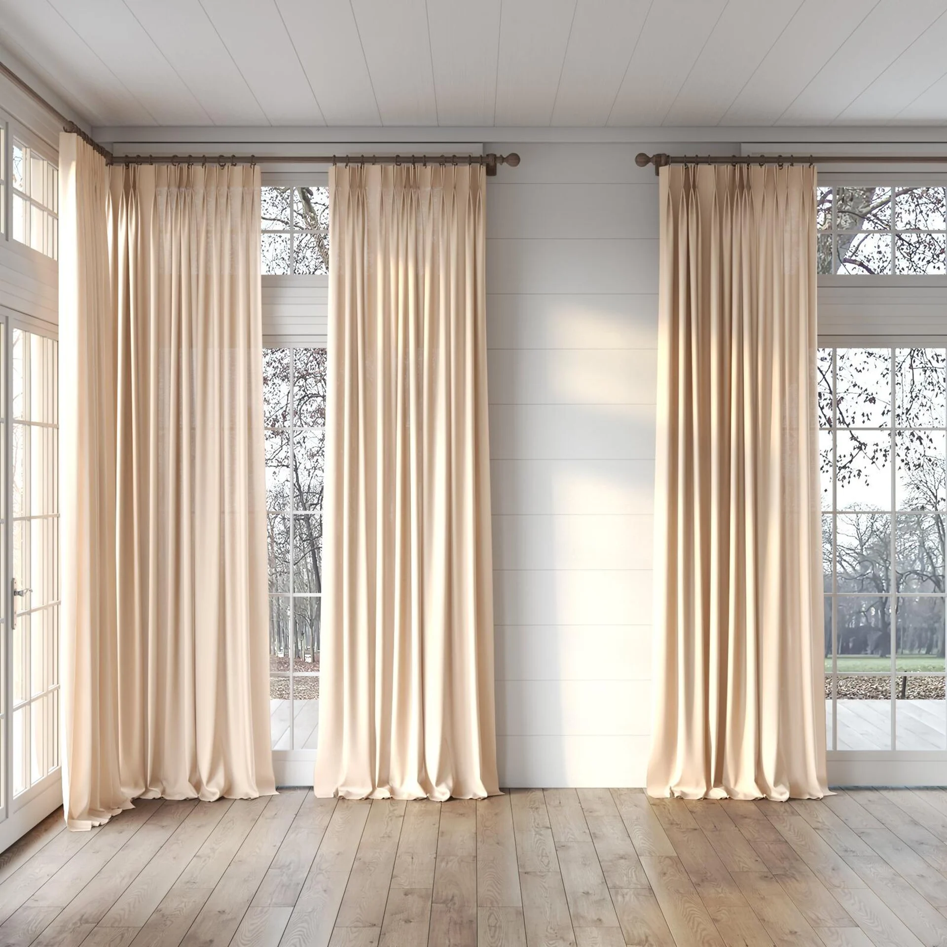 Full view of Kite Bellini, puddled, on curtain rod