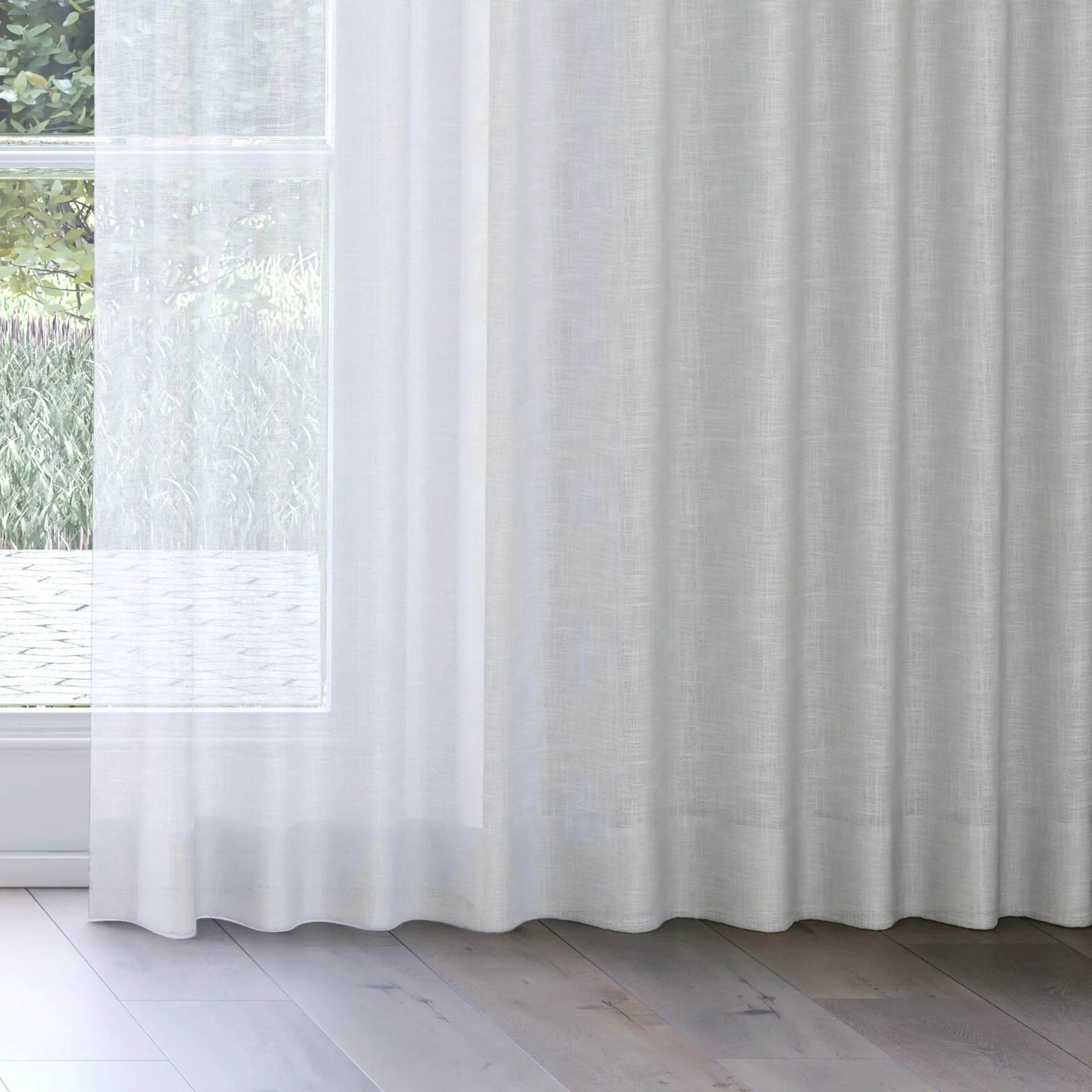 Bottom view of Verdant Sterling, on curtain rail