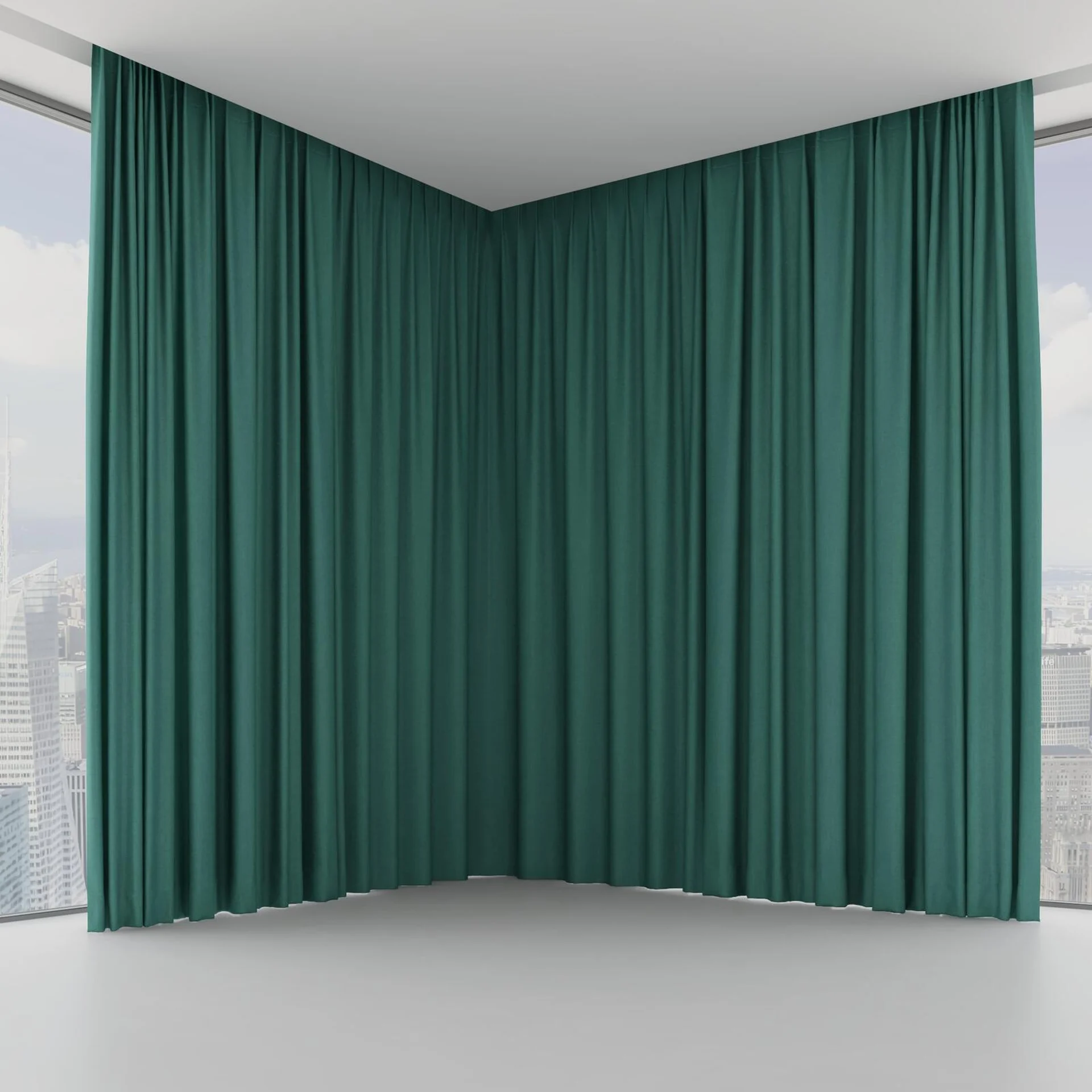 Front view of Cushy Emerald, on hidden rail