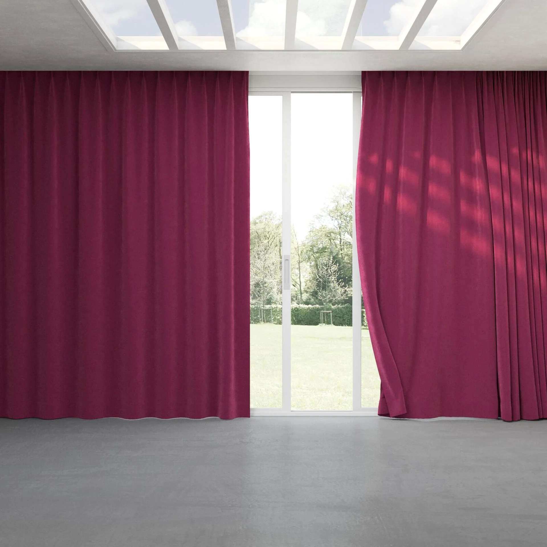 Full view of Lux Velvet Bordeaux 8603, pinch pleat