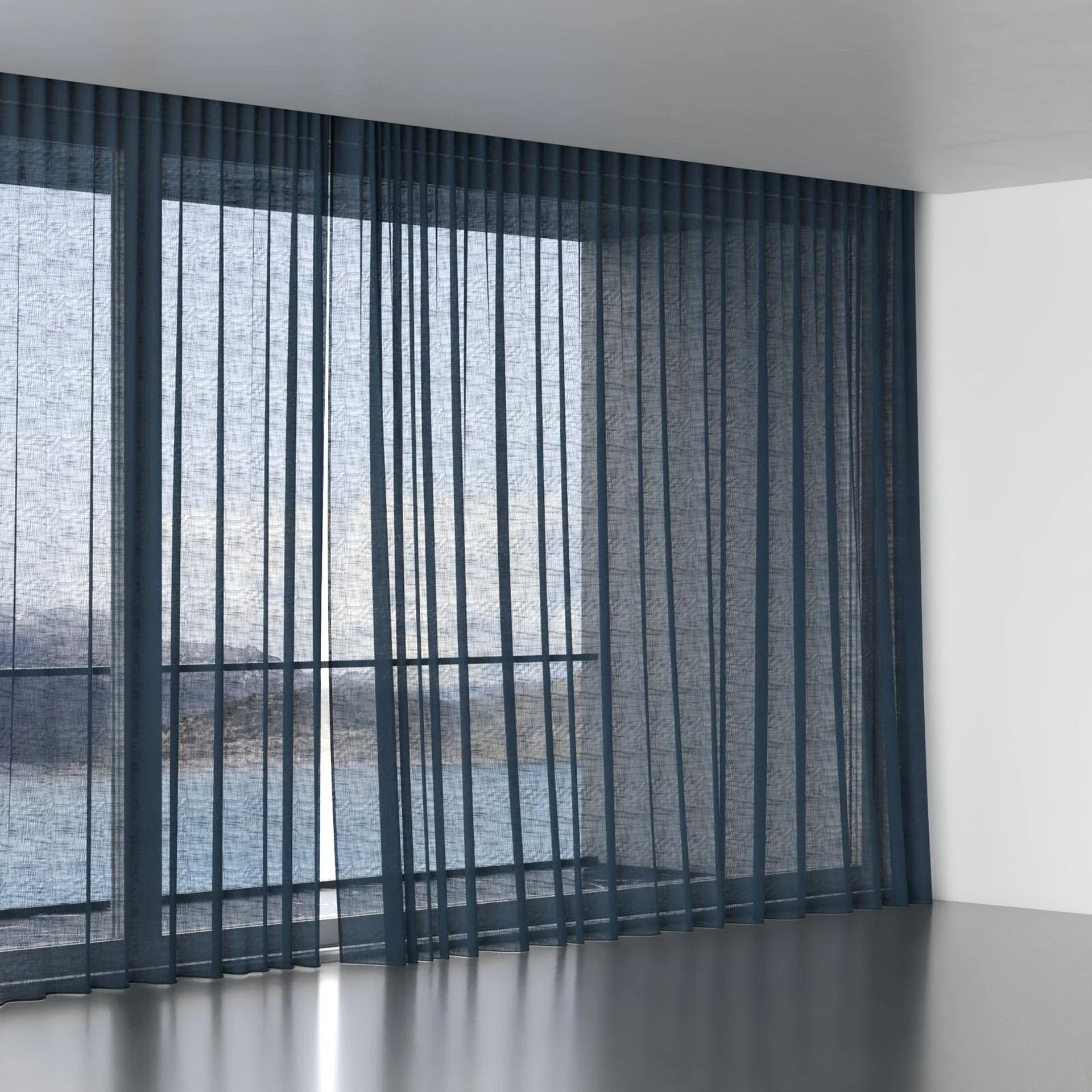 Full view of Verdant Navy, wave pleat