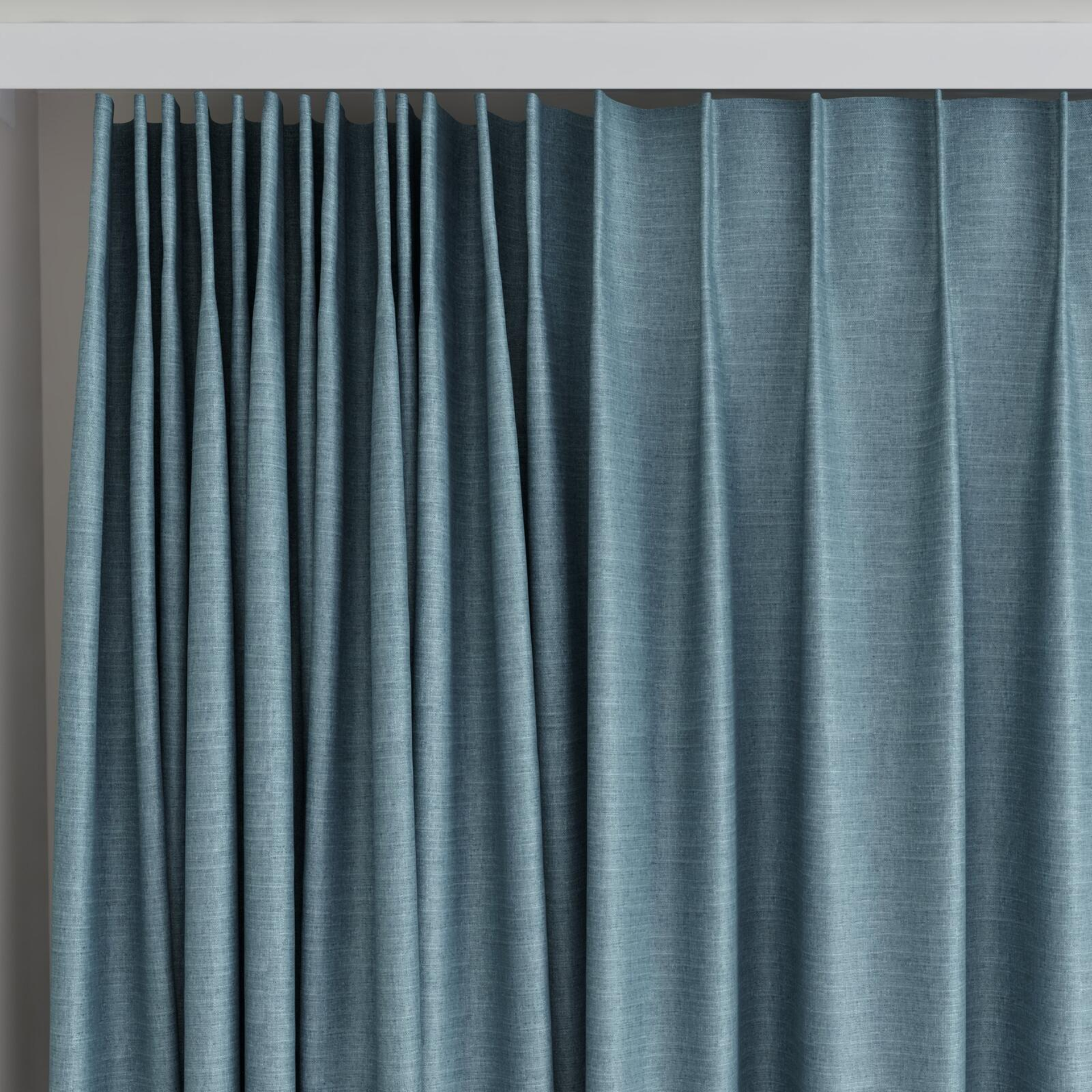 Top view of Tonto Teal, on curtain rail