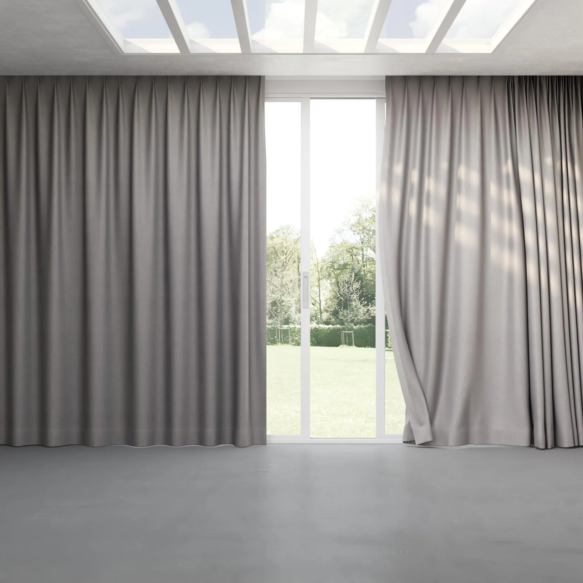 Full view of Hombre Limestone, pinch pleat