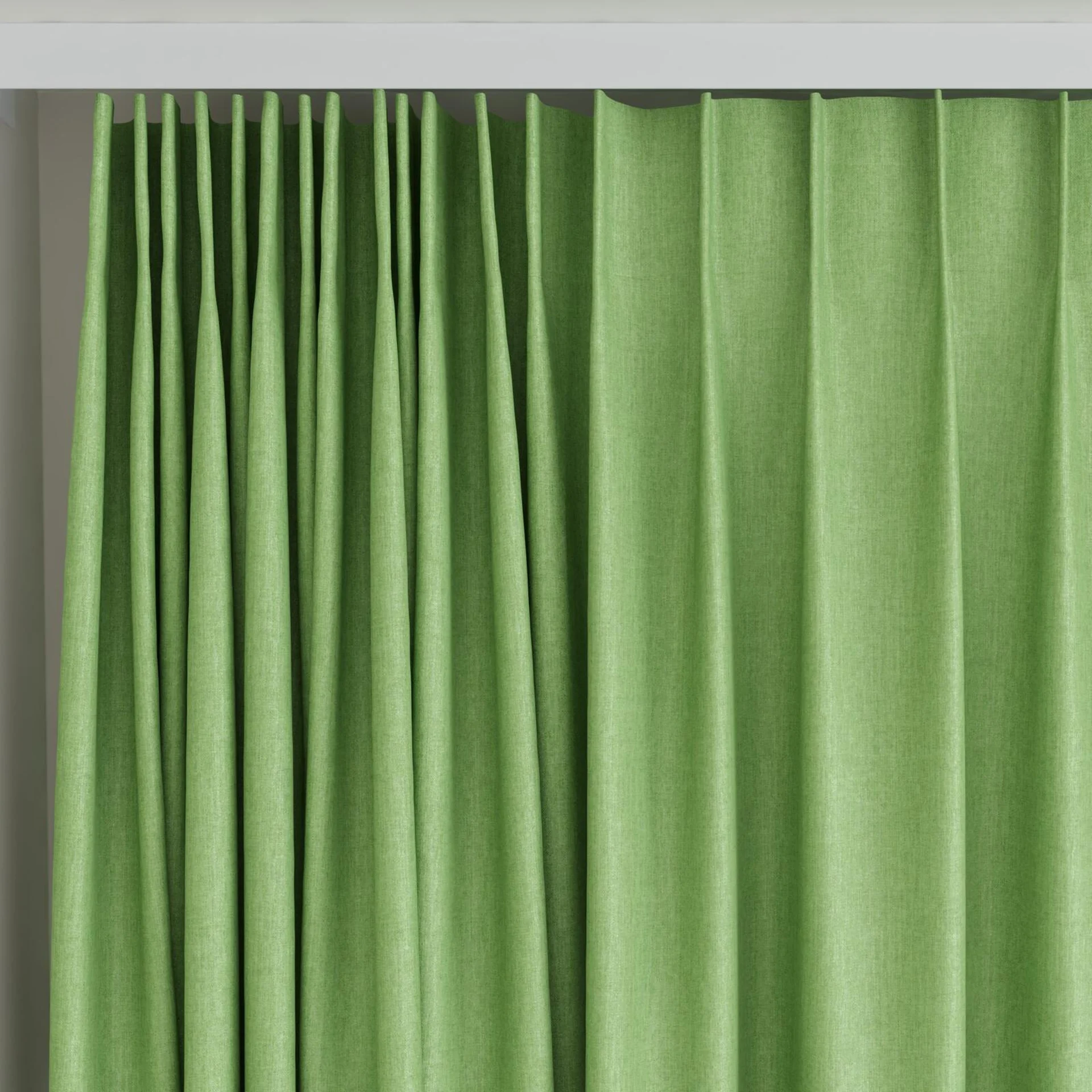 Top view of Cushy Apple, on curtain rail