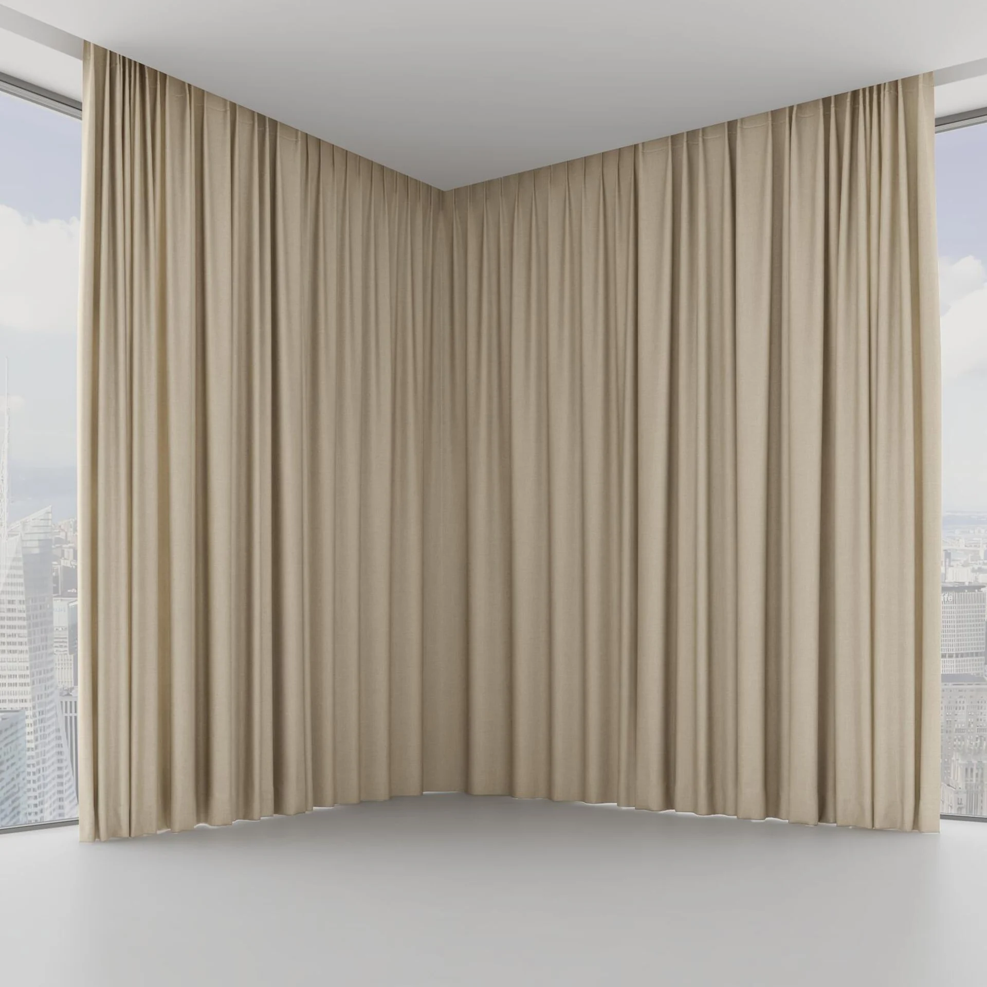 Front view of Frisco Linen, on hidden rail