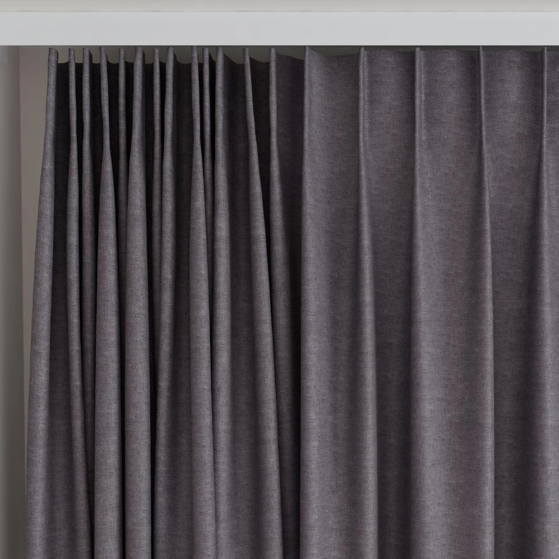 Top view of Colourwash Charcoal, on curtain rail