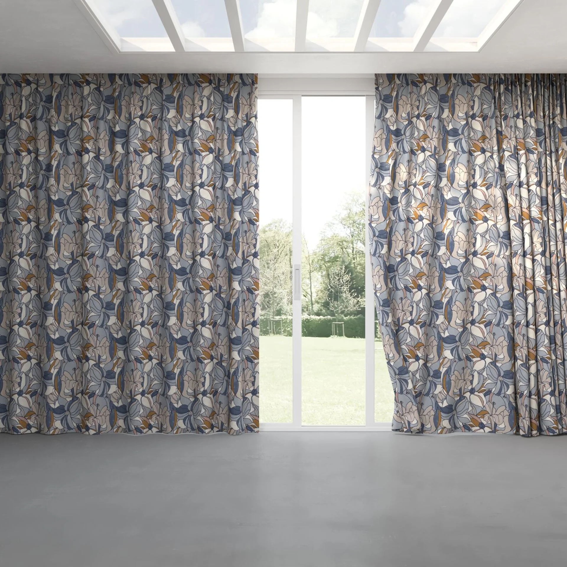Full view of Lilium Sky, pinch pleat