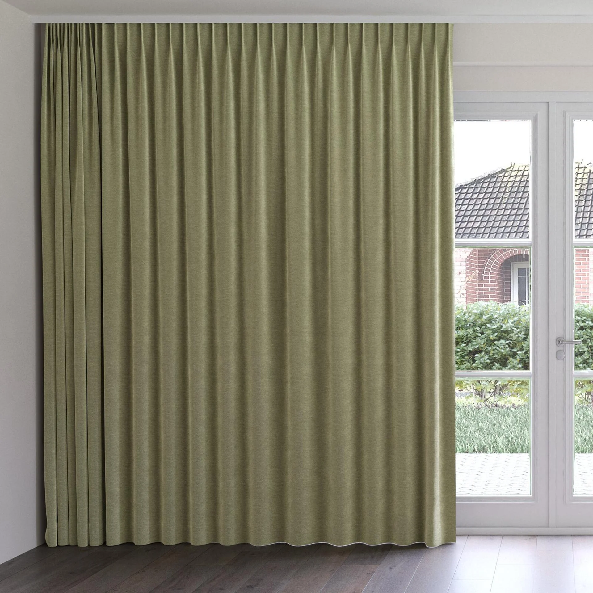 Front view of Geneva Thyme, on curtain rail