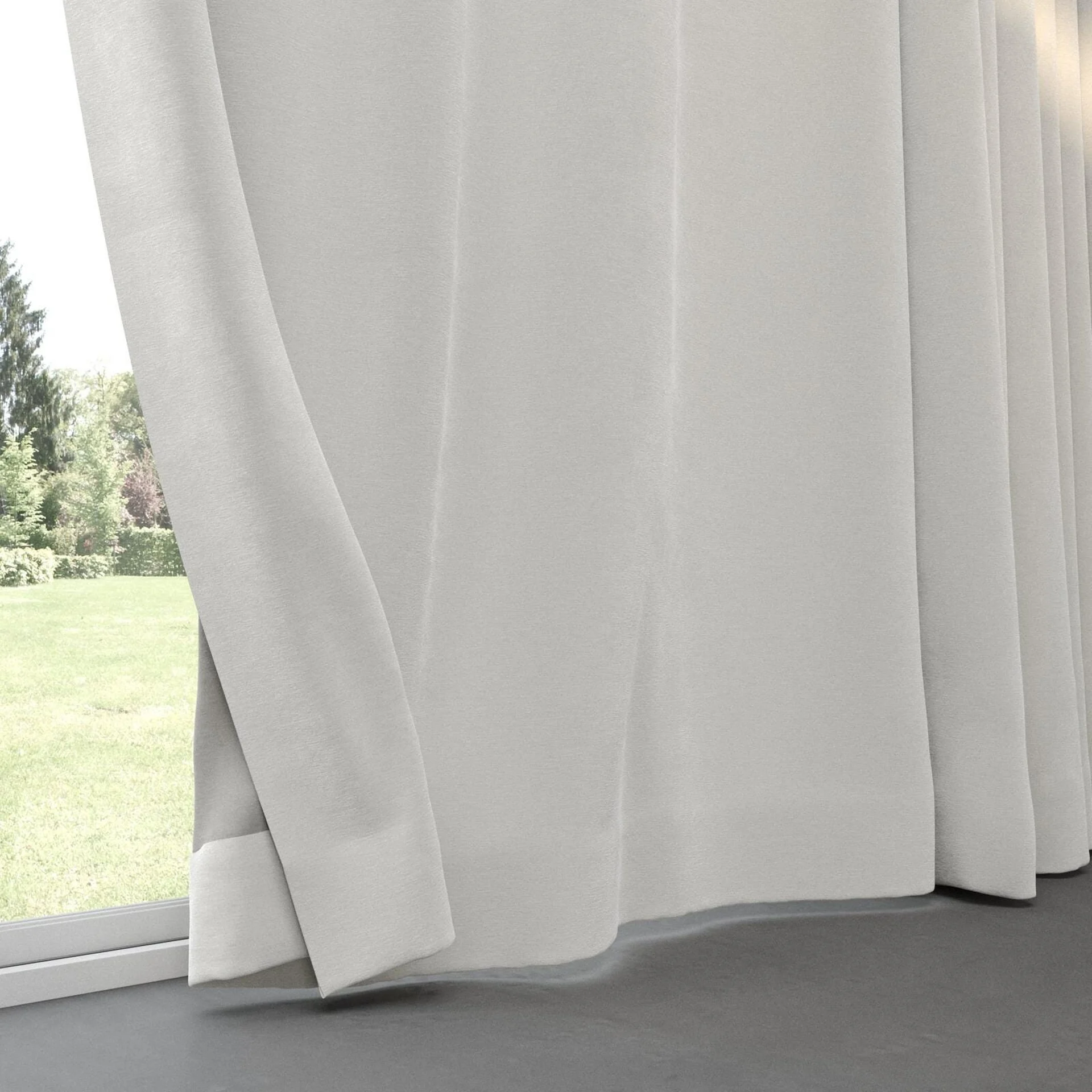 Bottom view of Geneva Dove, pinch pleat