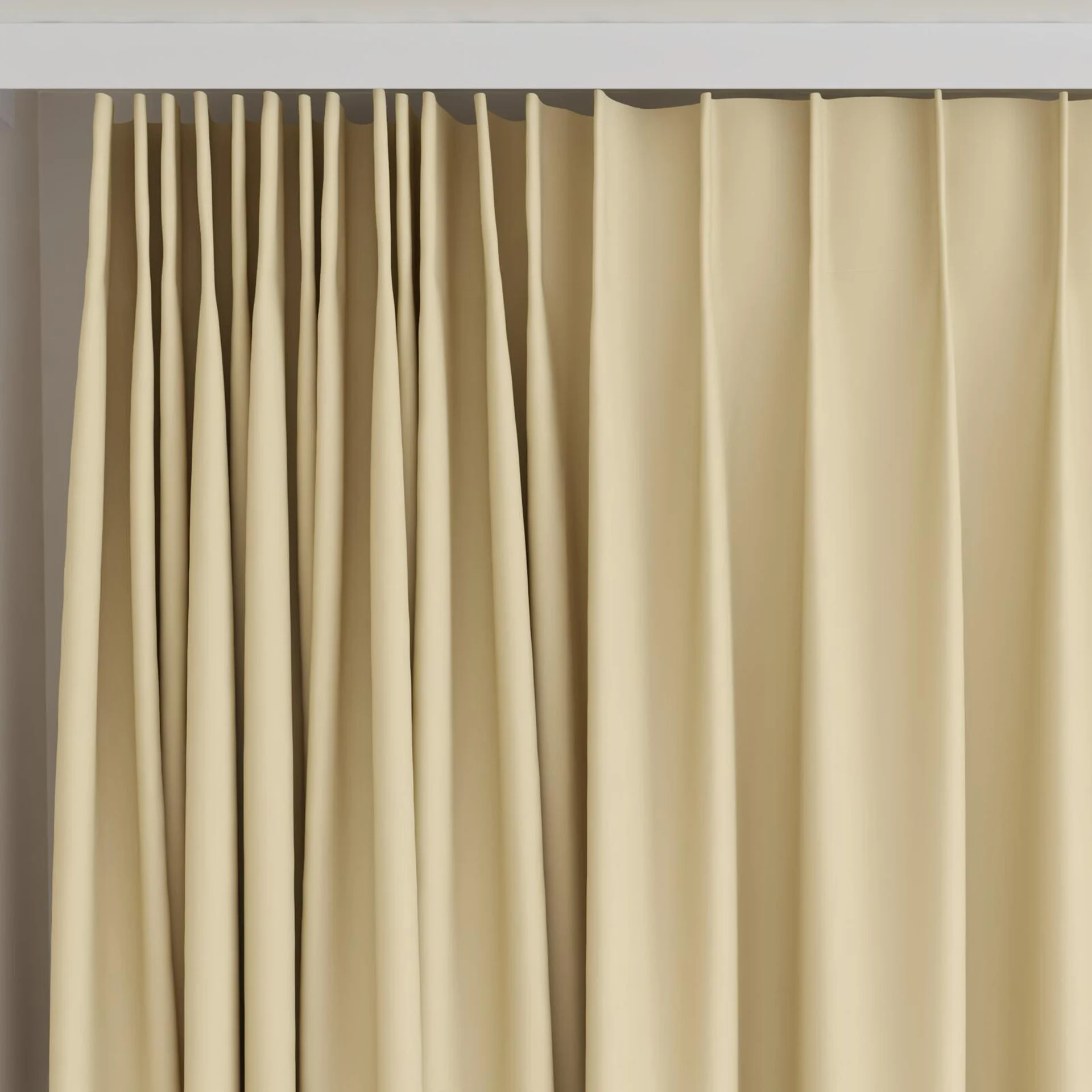 Top view of Vesta Raffia, on curtain rail