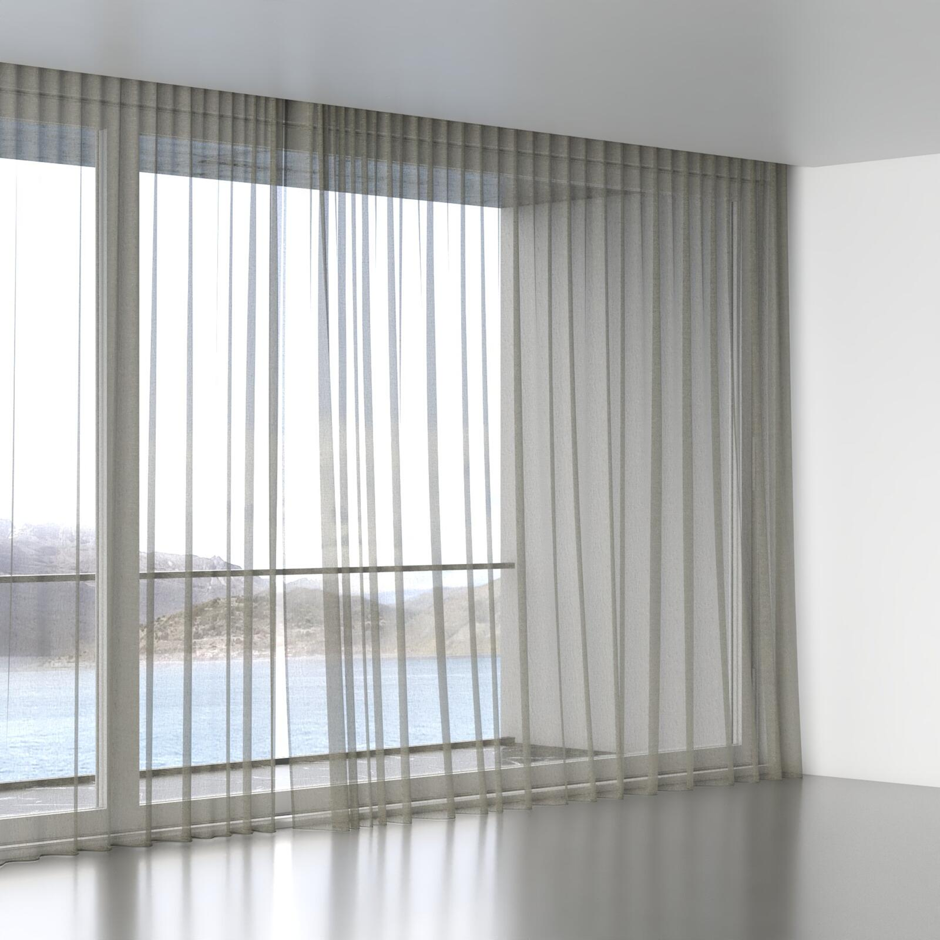 Full view of Pure Linen Chess, wave pleat