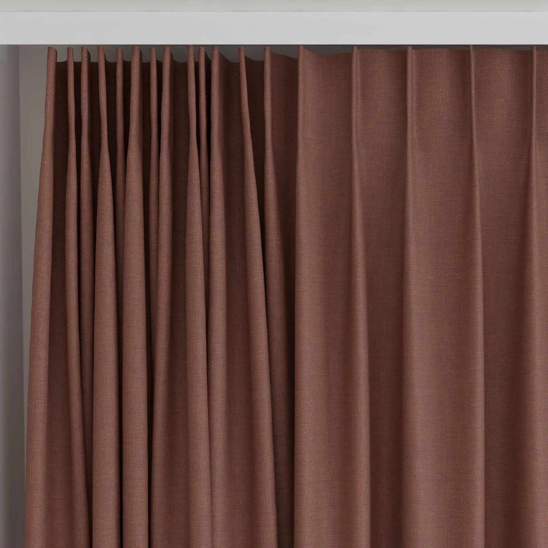 Top view of Element Terracotta, on curtain rail