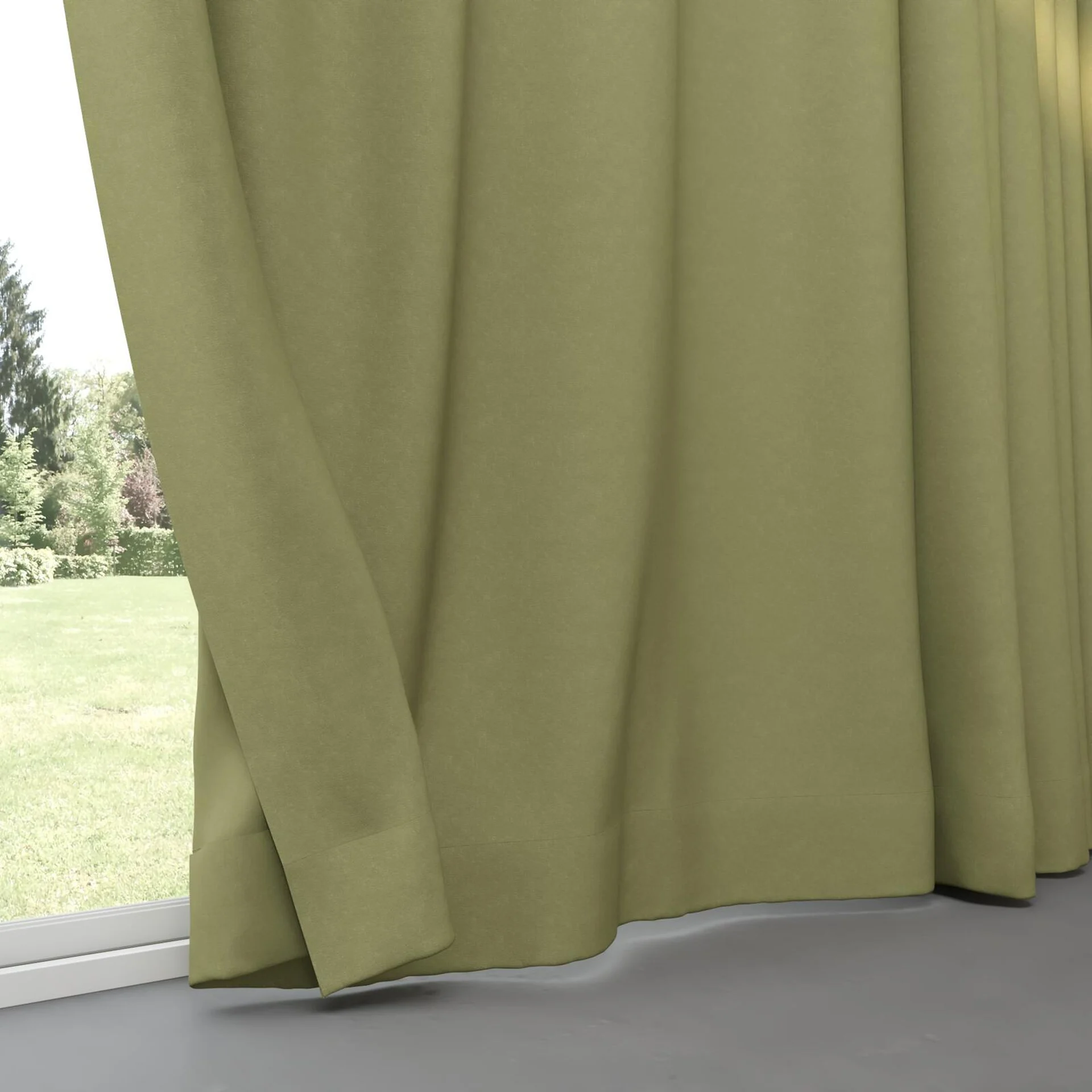 Bottom view of Luxo Olive, pinch pleat