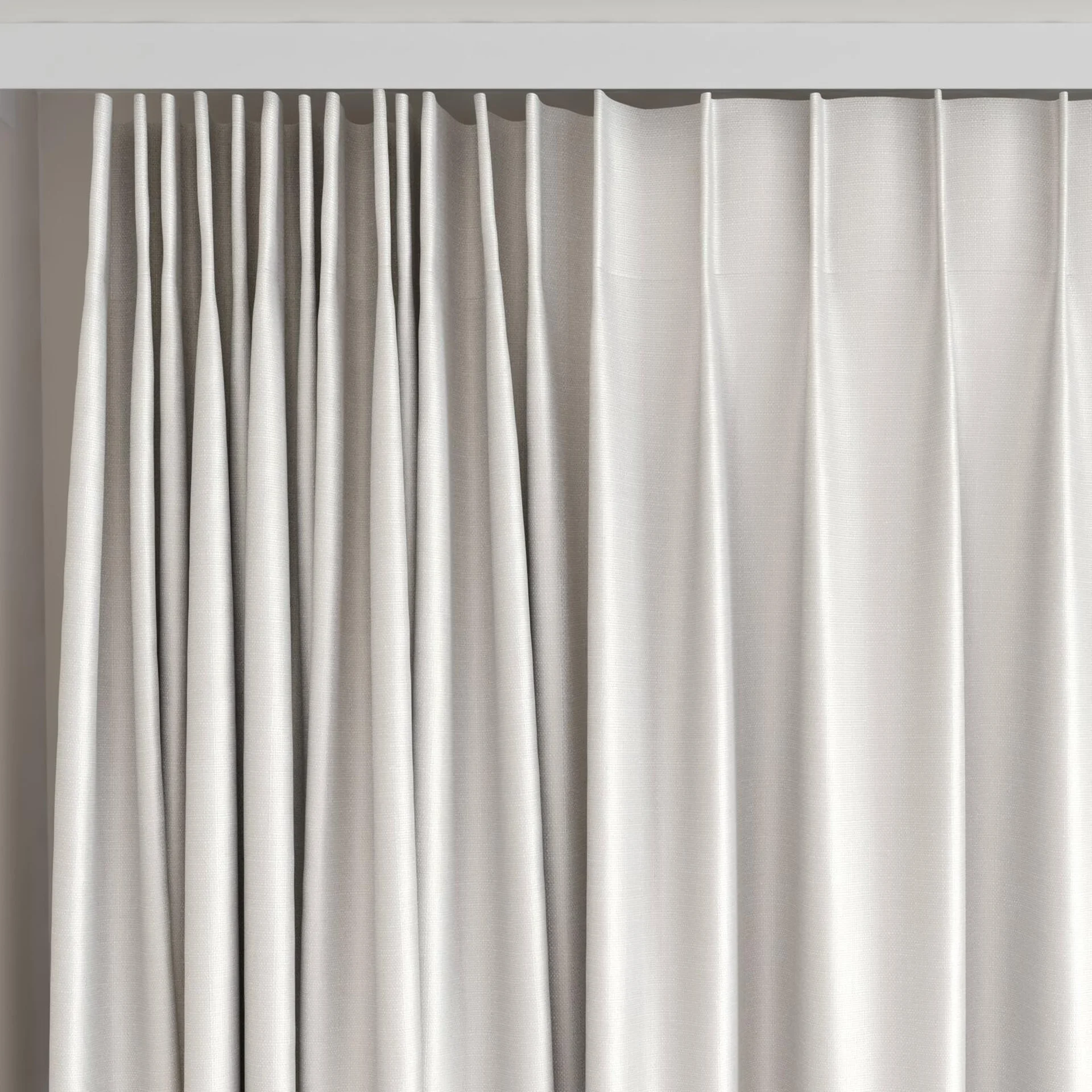 Top view of Stallion 2 Blackout Parchment, on curtain rail