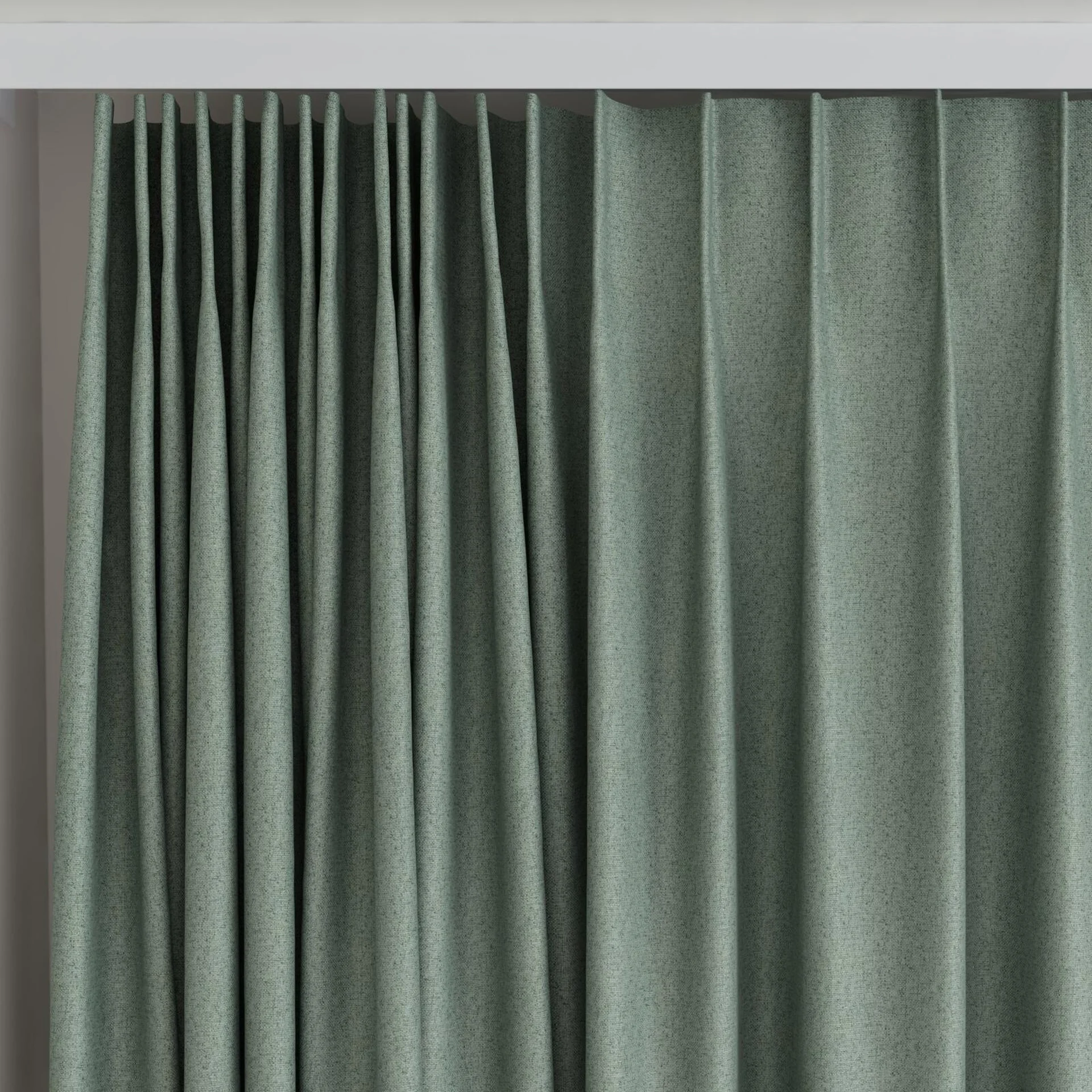 Top view of Liberate Sage, on curtain rail
