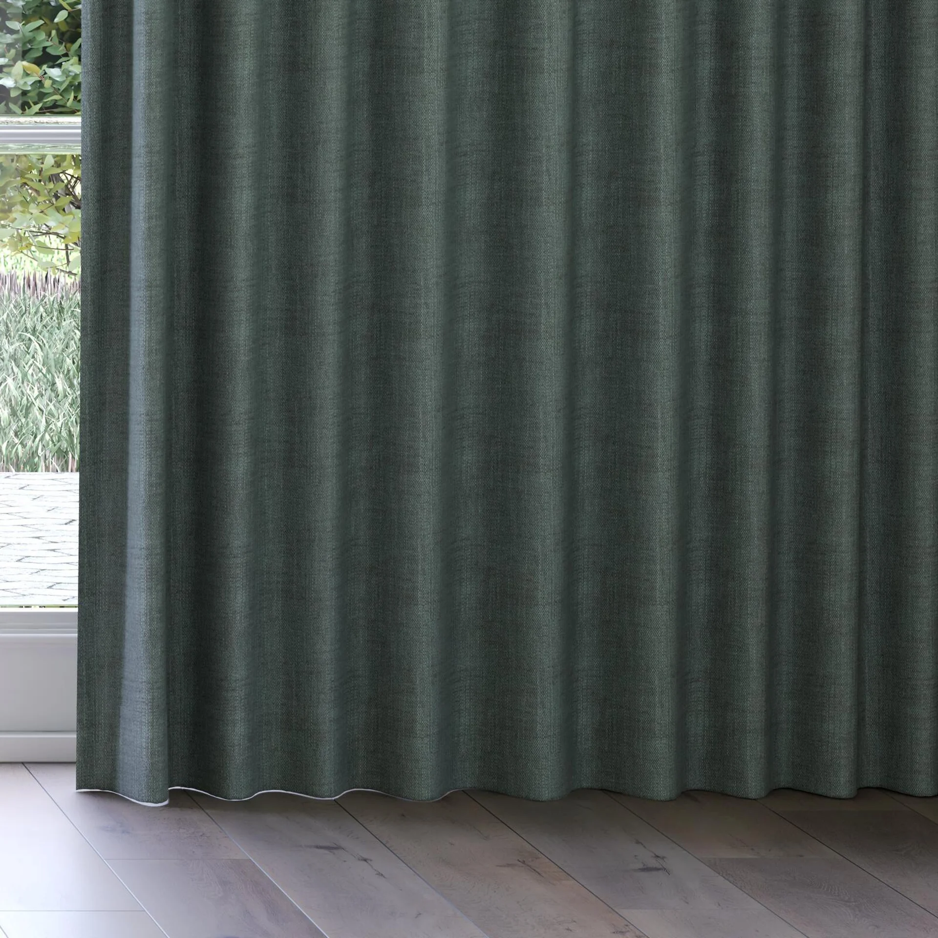 Bottom view of Planet Spruce, on curtain rail