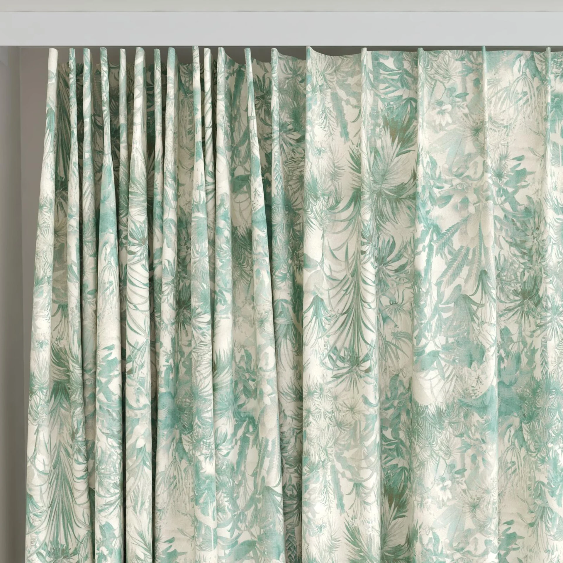 Top view of Arum Jade, on curtain rail
