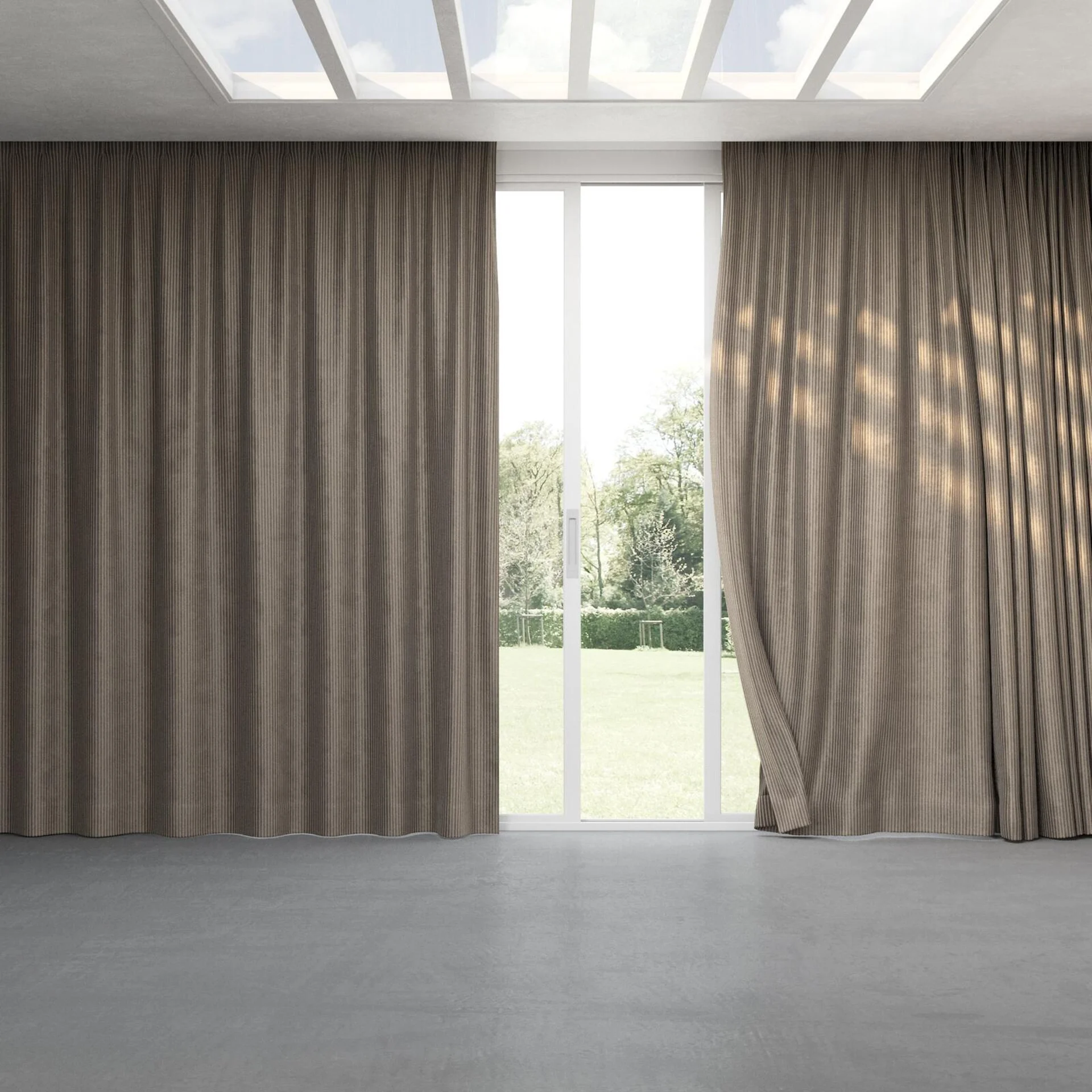 Full view of Embrace Truffle, pinch pleat