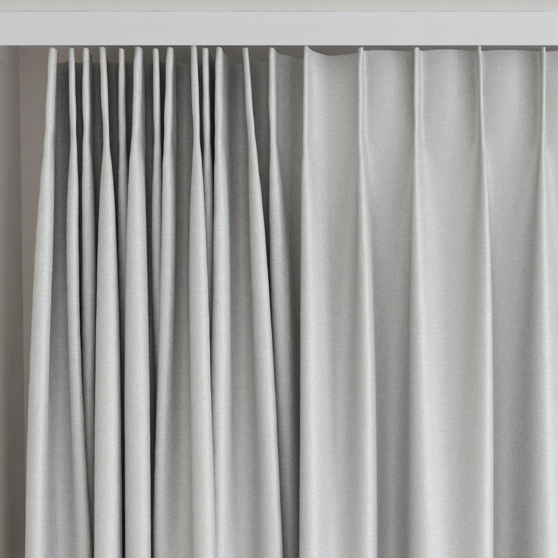 Top view of Banksia Mist, on curtain rail