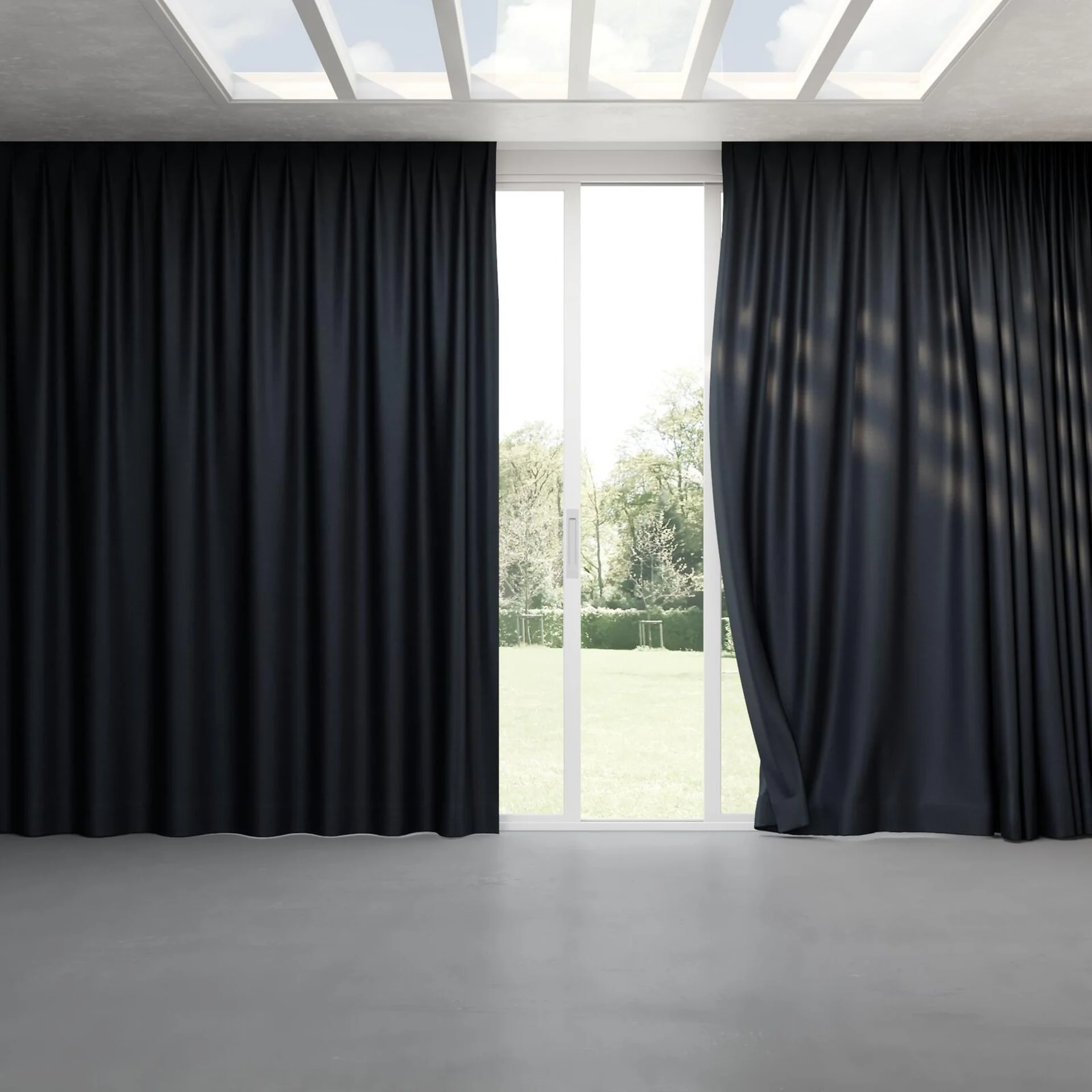 Full view of Provence Raven, pinch pleat