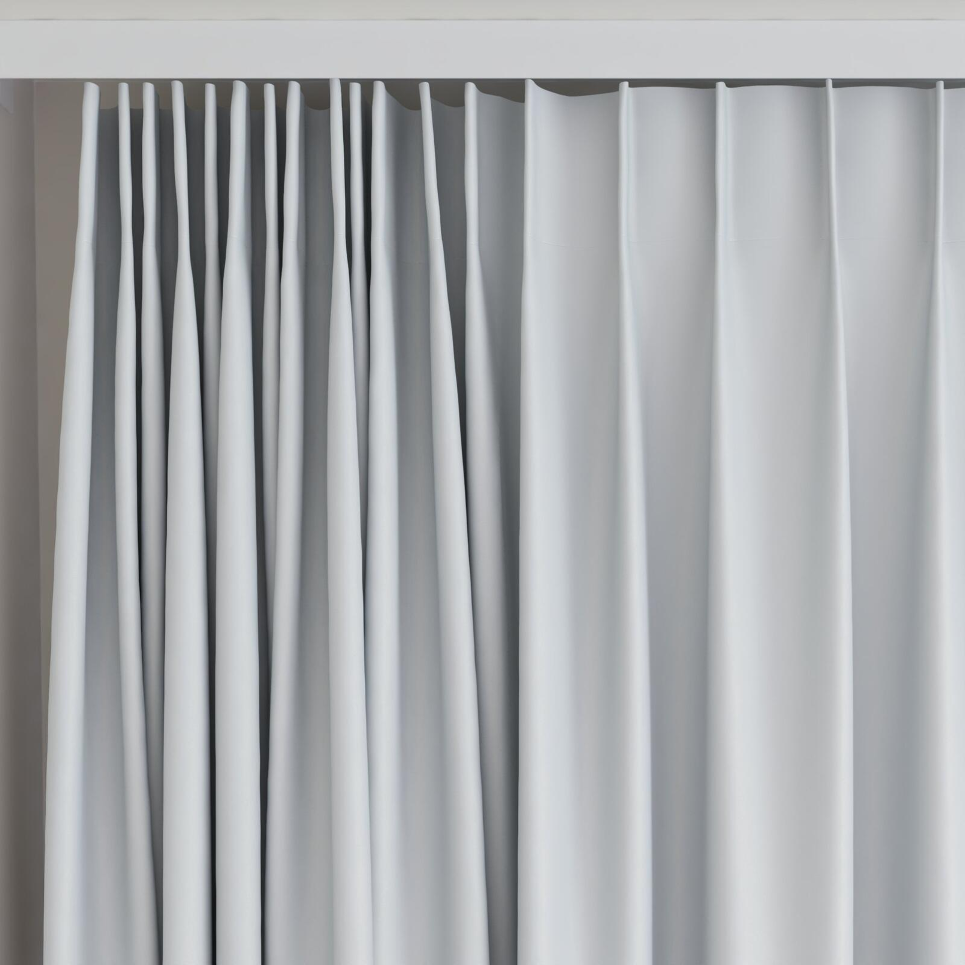 Top view of Blockbuster Silver, on curtain rail