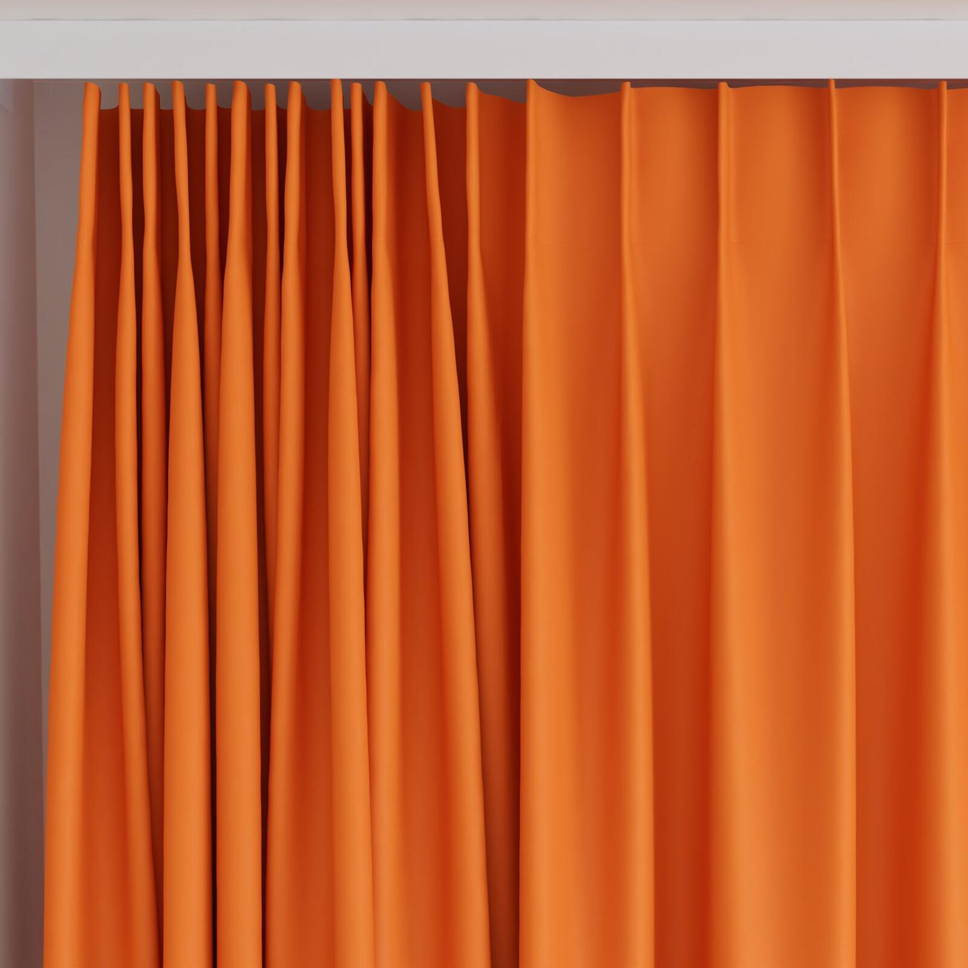 Top view of Ultra Dim Pumpkin, on curtain rail