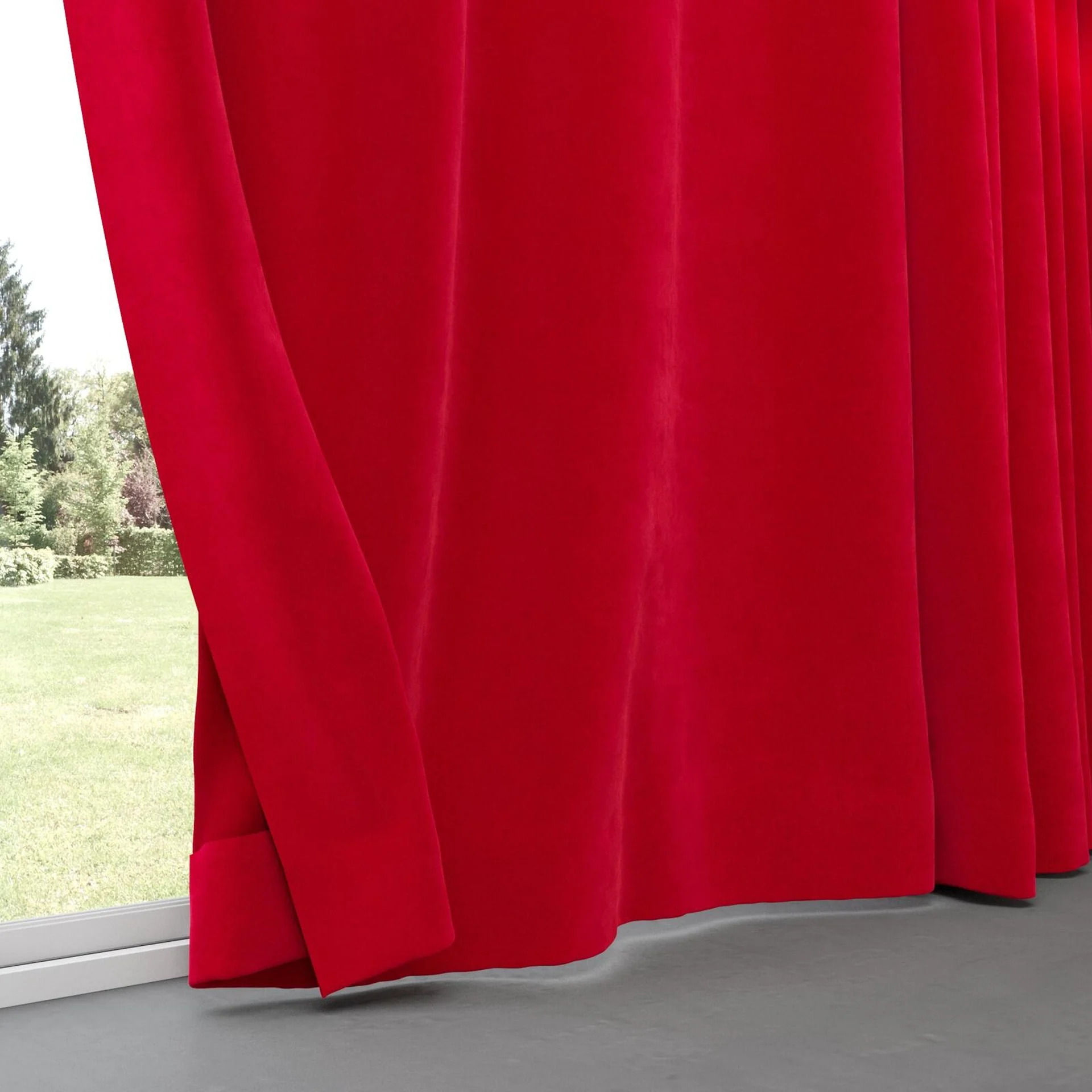 Bottom view of Lux Velvet Crimson 8605, pinch pleat