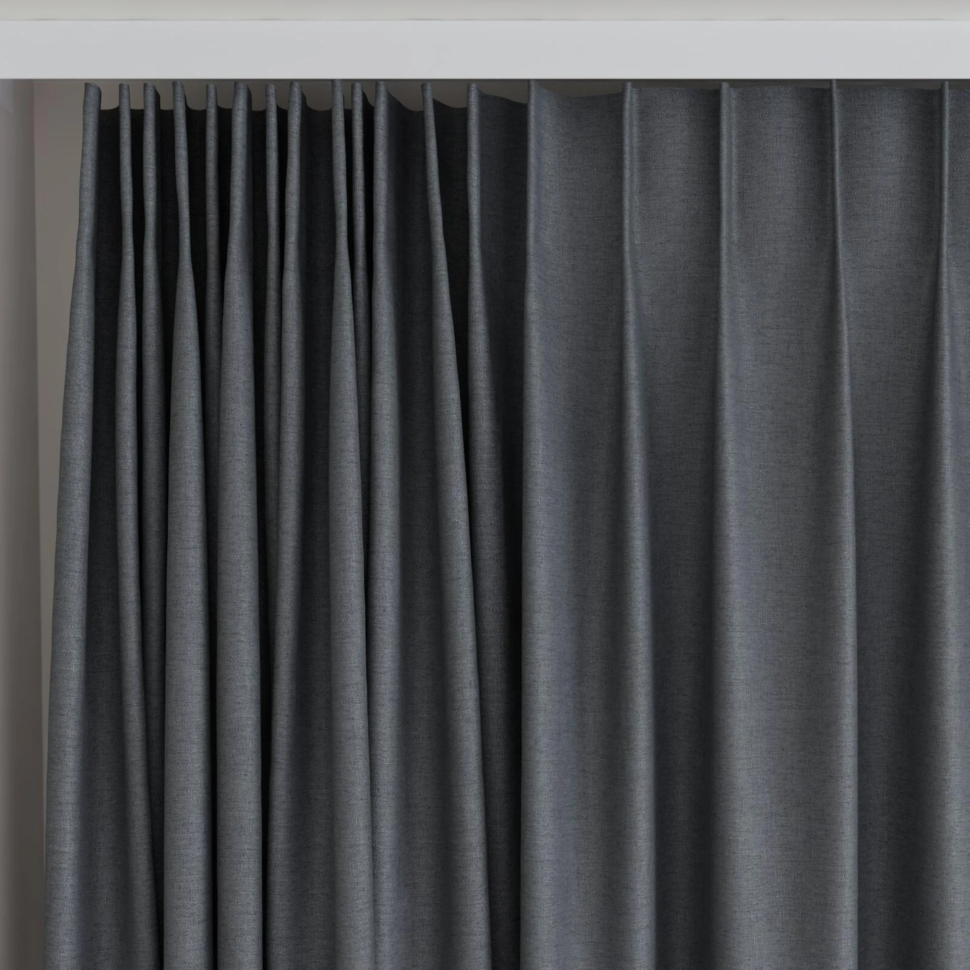 Top view of Stonewall Blackout Raven, on curtain rail