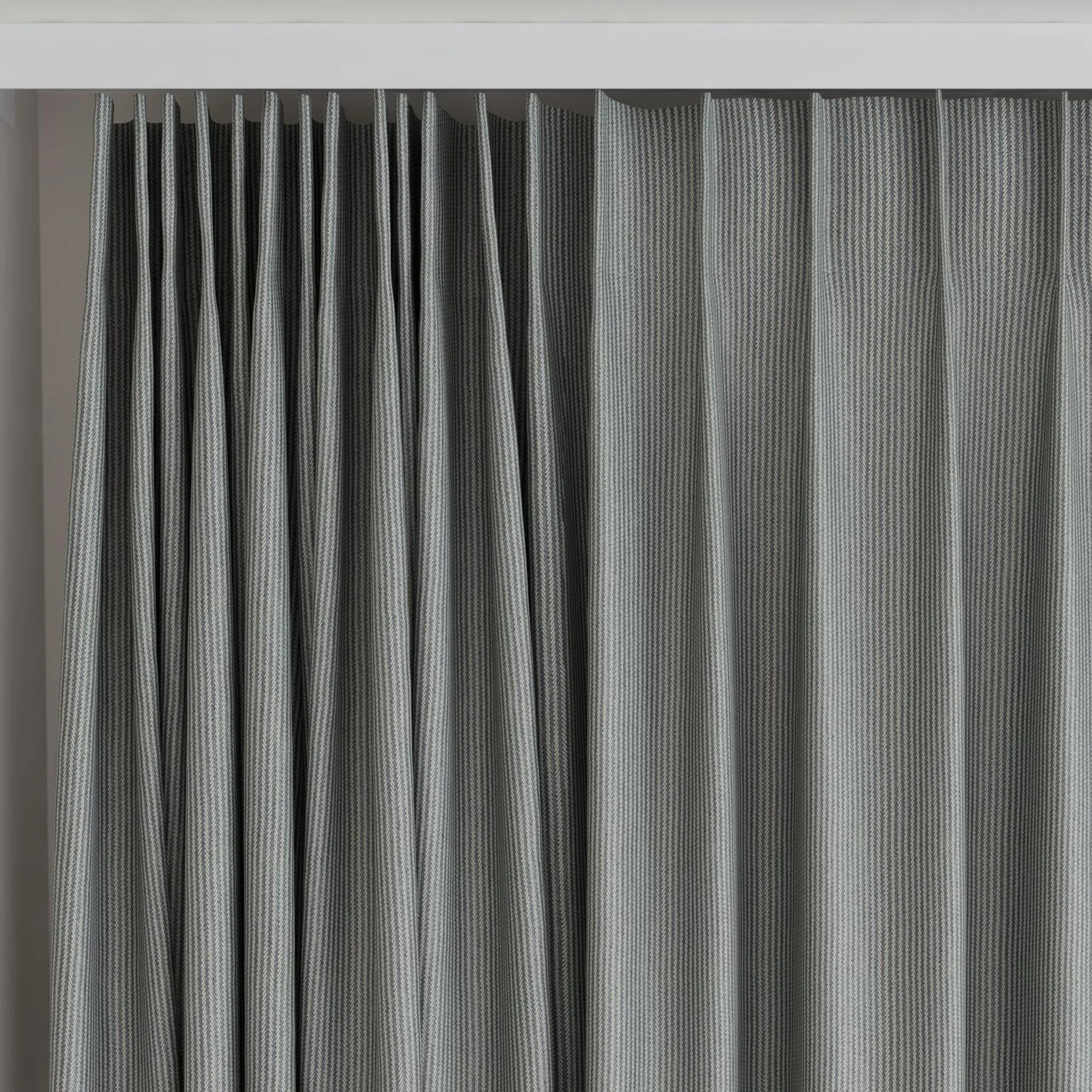 Top view of Sinuous Tin, on curtain rail