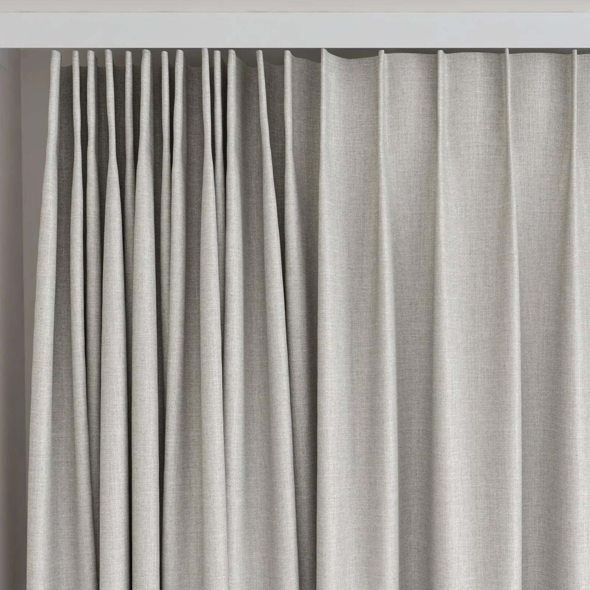 Top view of Frisco Silver, on curtain rail