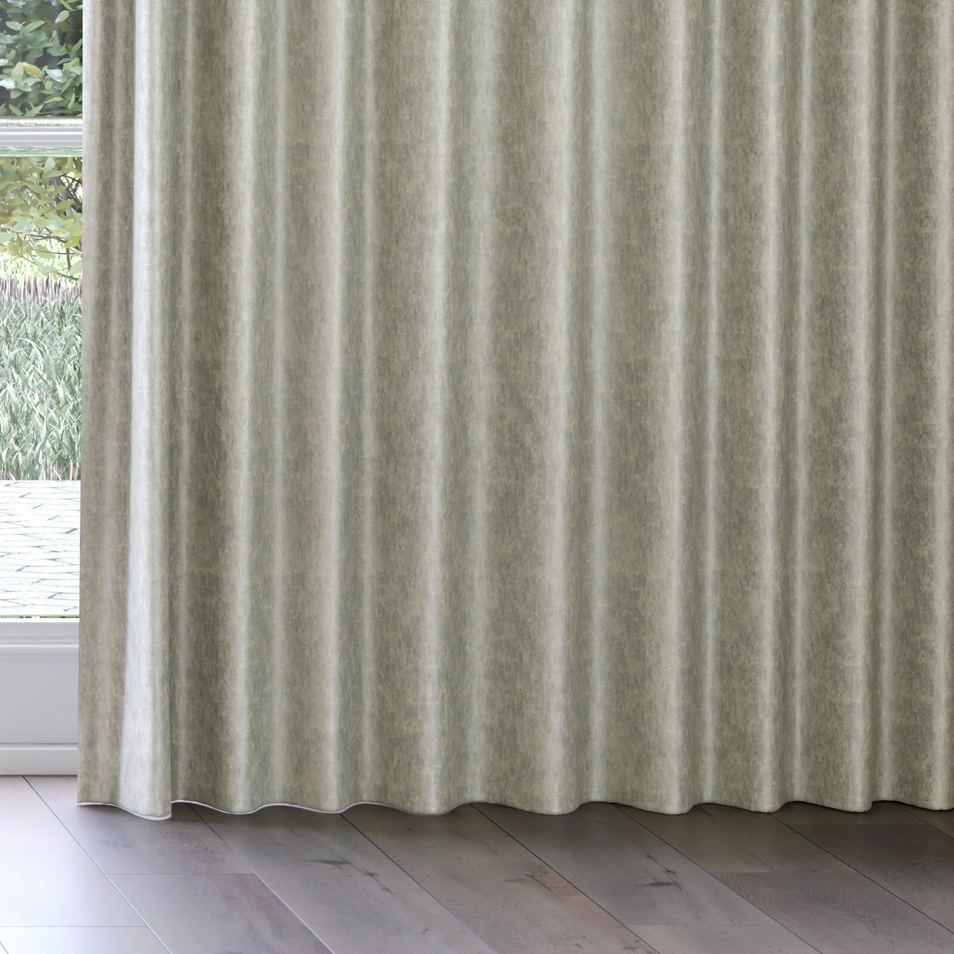 Bottom view of Renaissance Mineral, on curtain rail