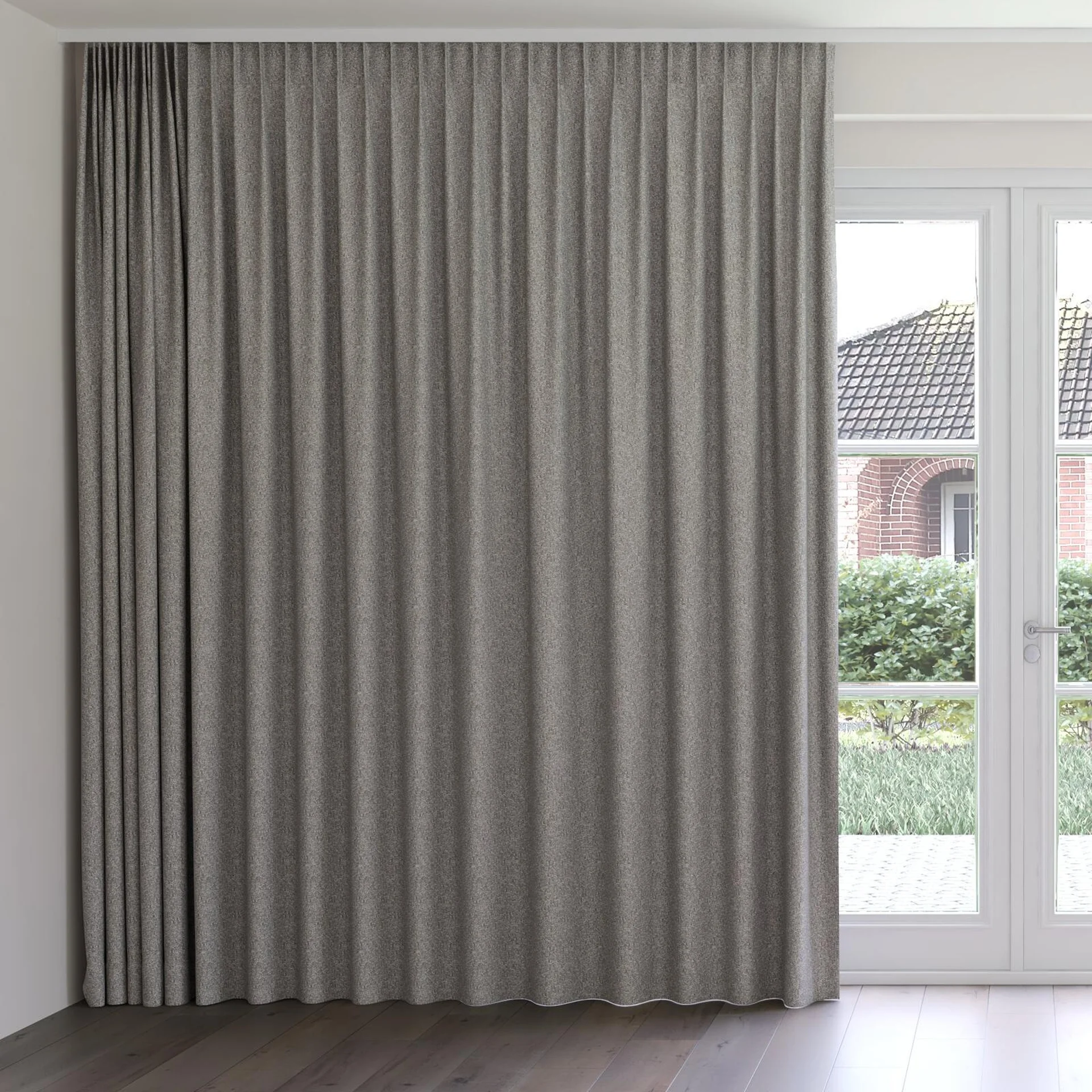 Front view of Bora Bora Pepper, on curtain rail