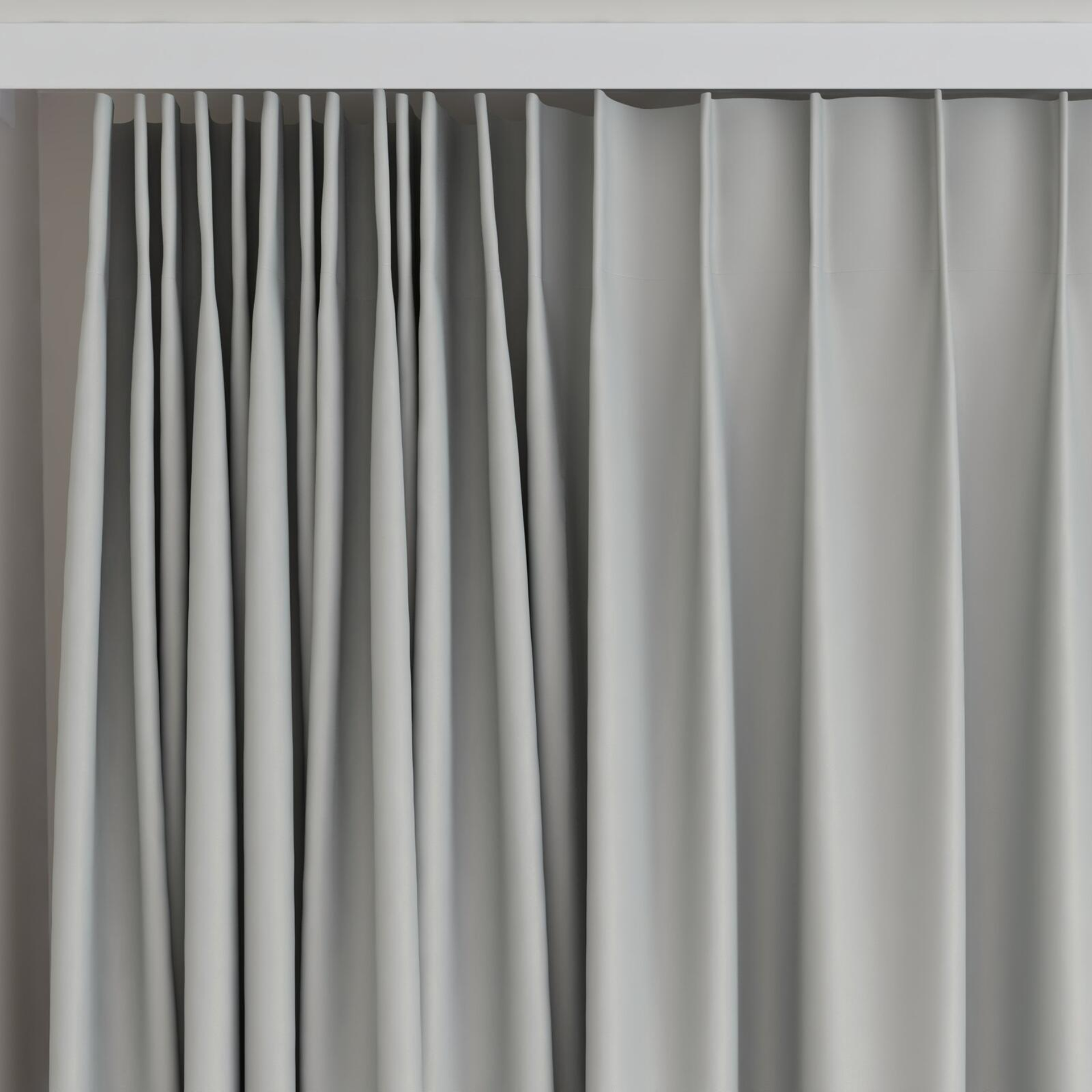 Top view of Ultra Dim Silver, on curtain rail