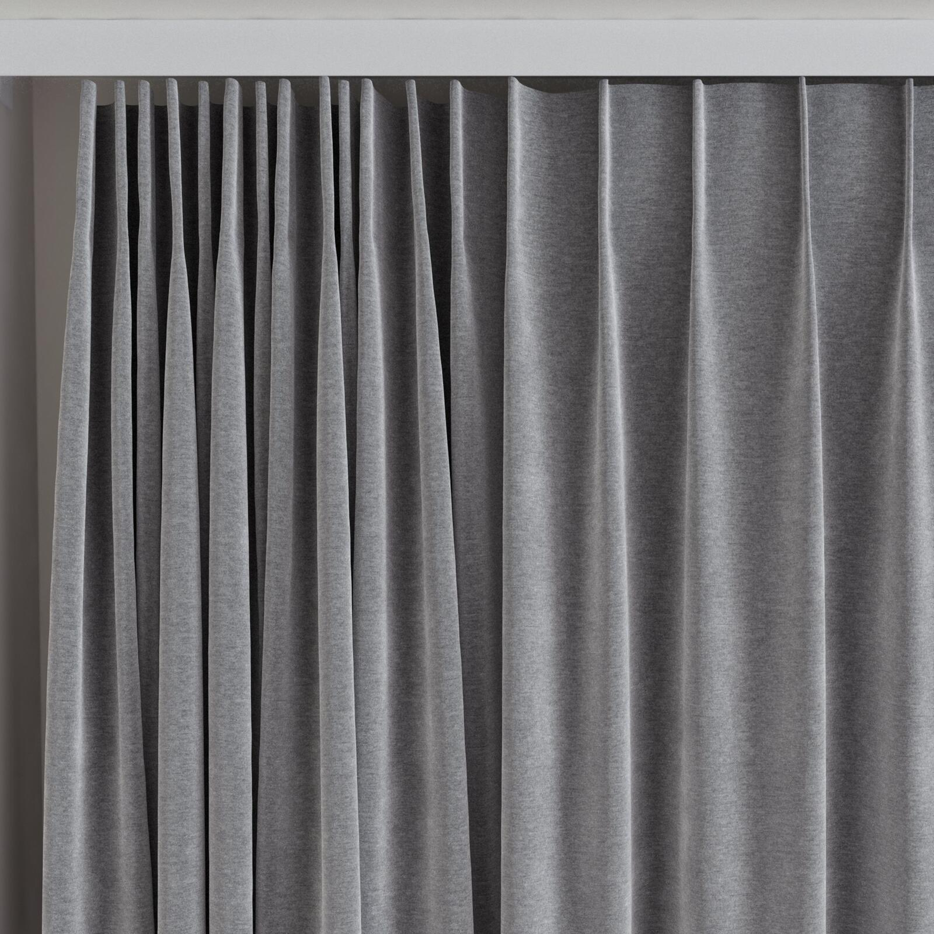Top view of Geneva Pewter, on curtain rail