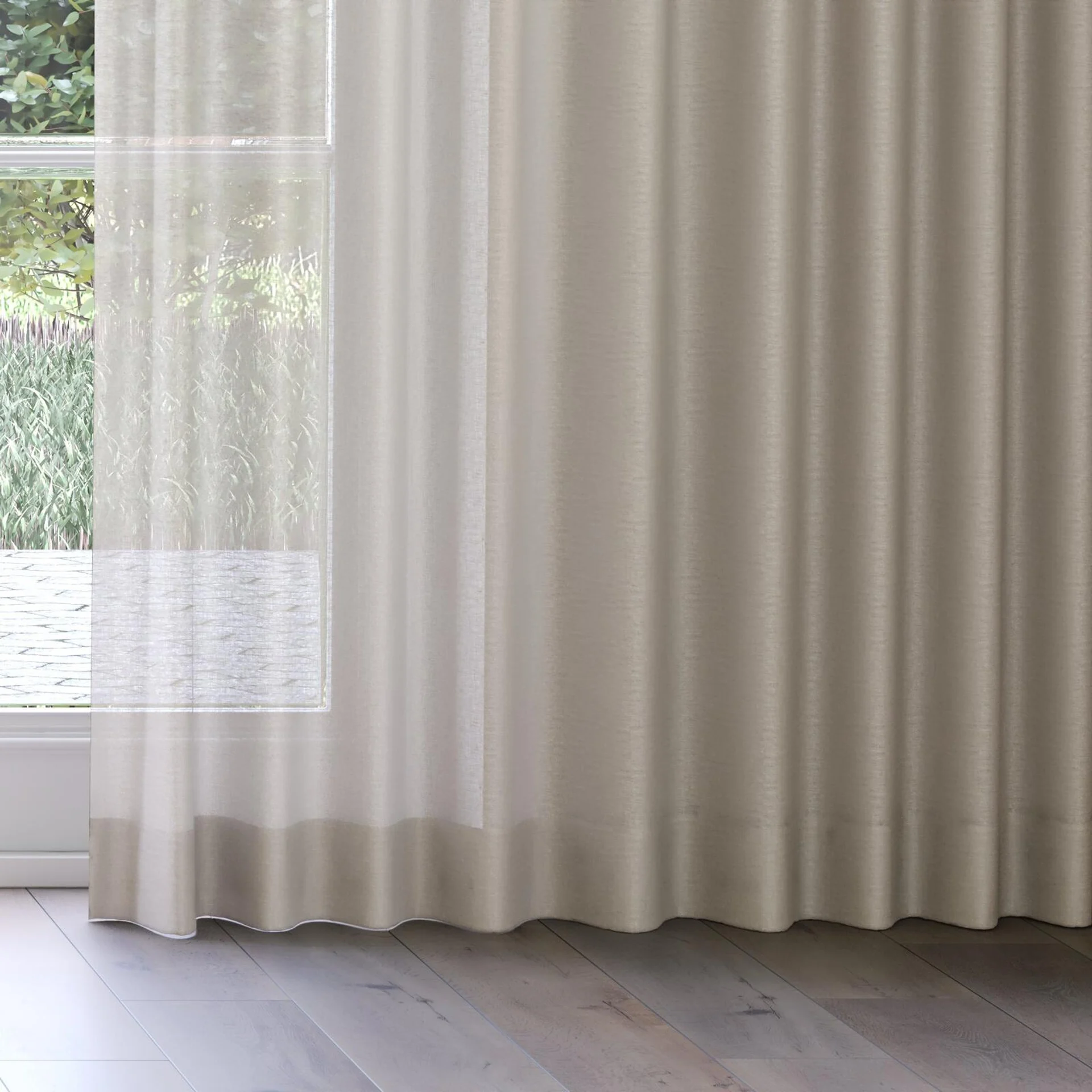 Bottom view of Kyoto Pebble, on curtain rail