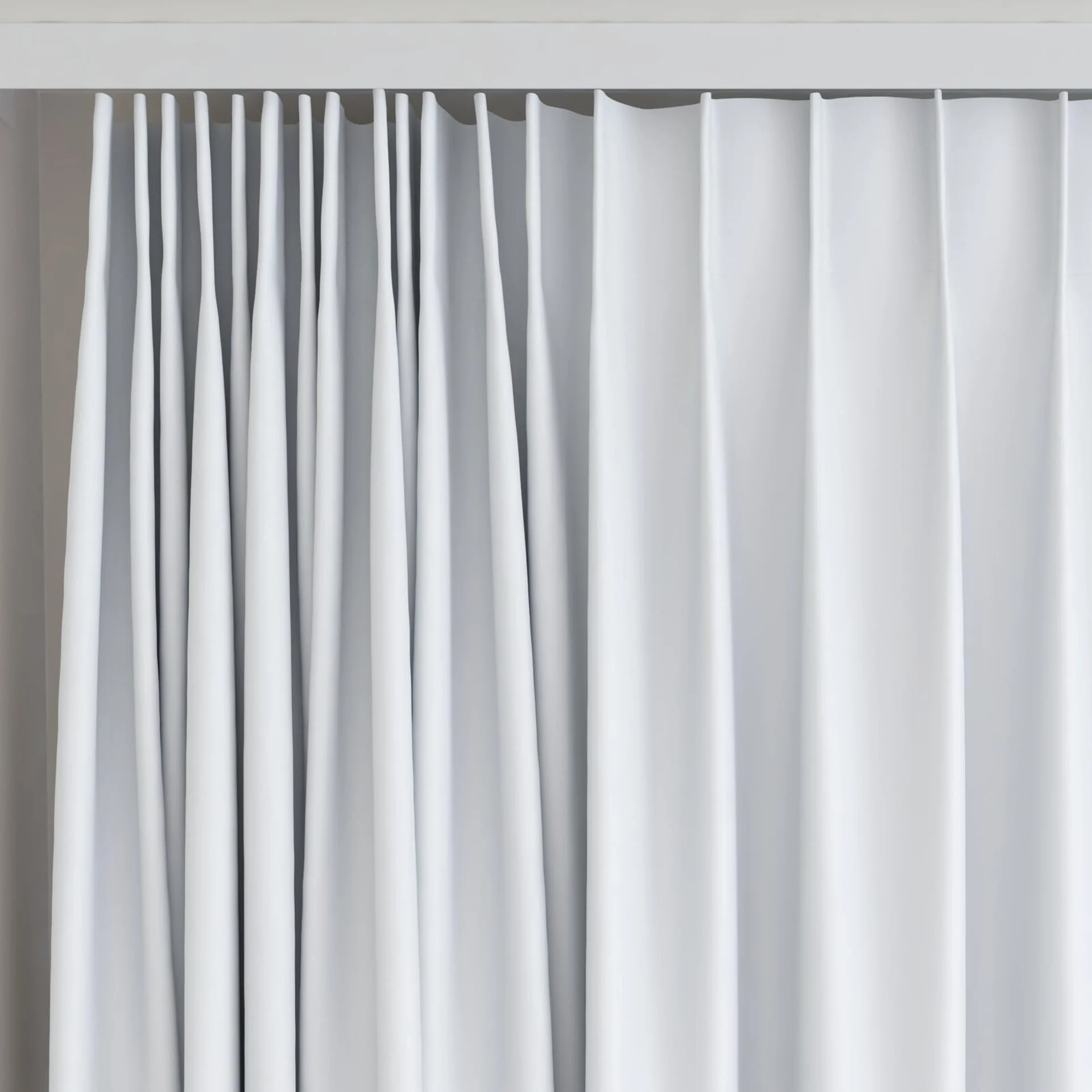 Top view of Ultra Dim Angora, on curtain rail